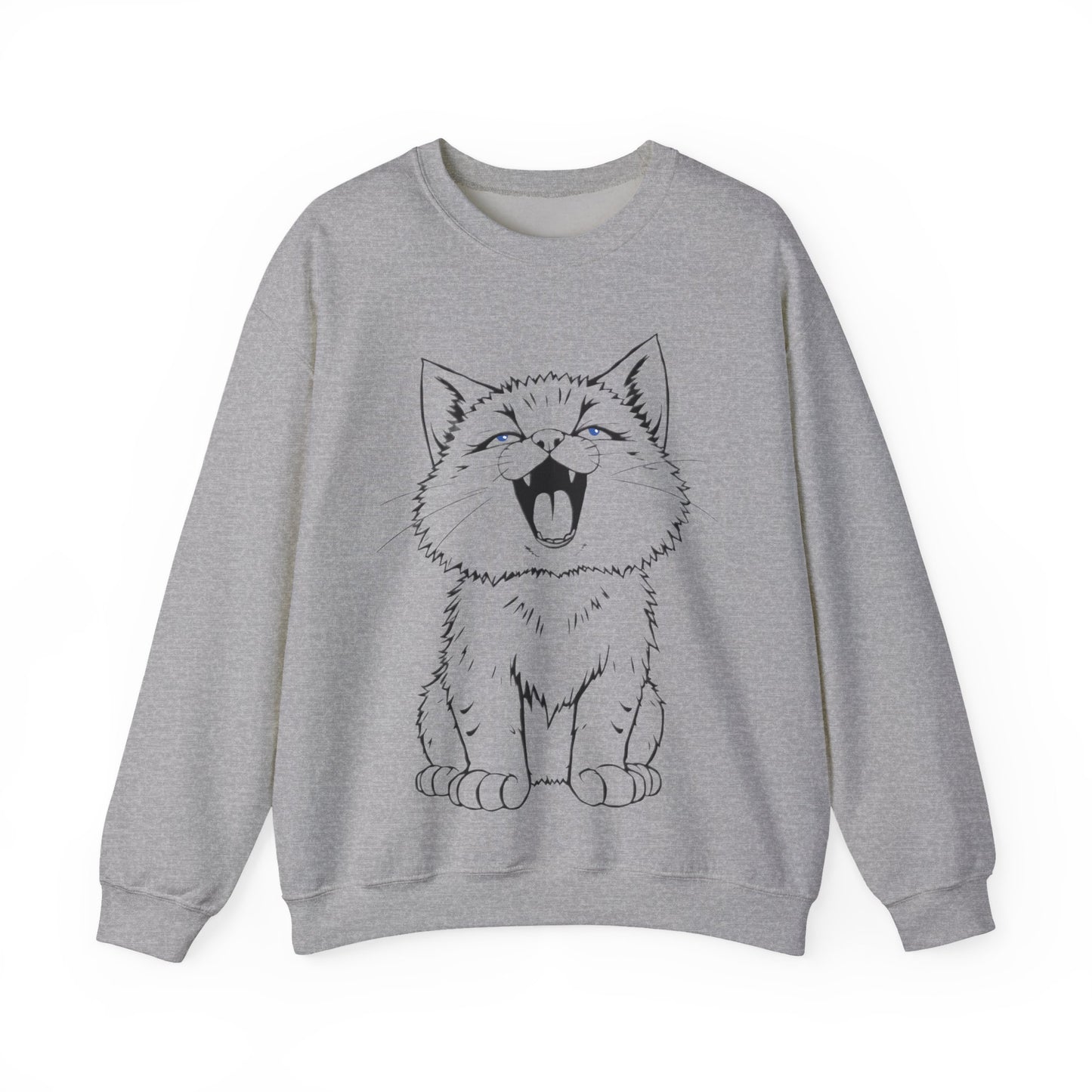 Cute Anime Cat Sweatshirt, Cozy Unisex Crewneck, Kawaii Sweatshirt, Gift for Cat Lovers, Comfortable Casual Fashion
