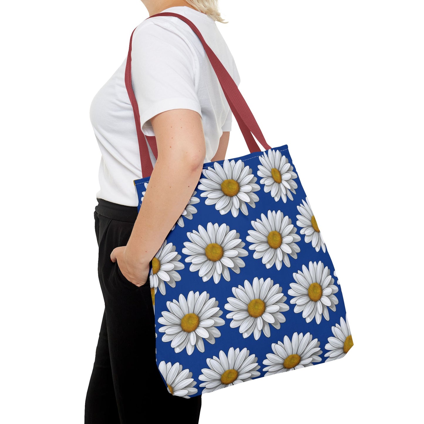 Daisy Tote Bag - White Floral Design Summer Fashion Accessory
