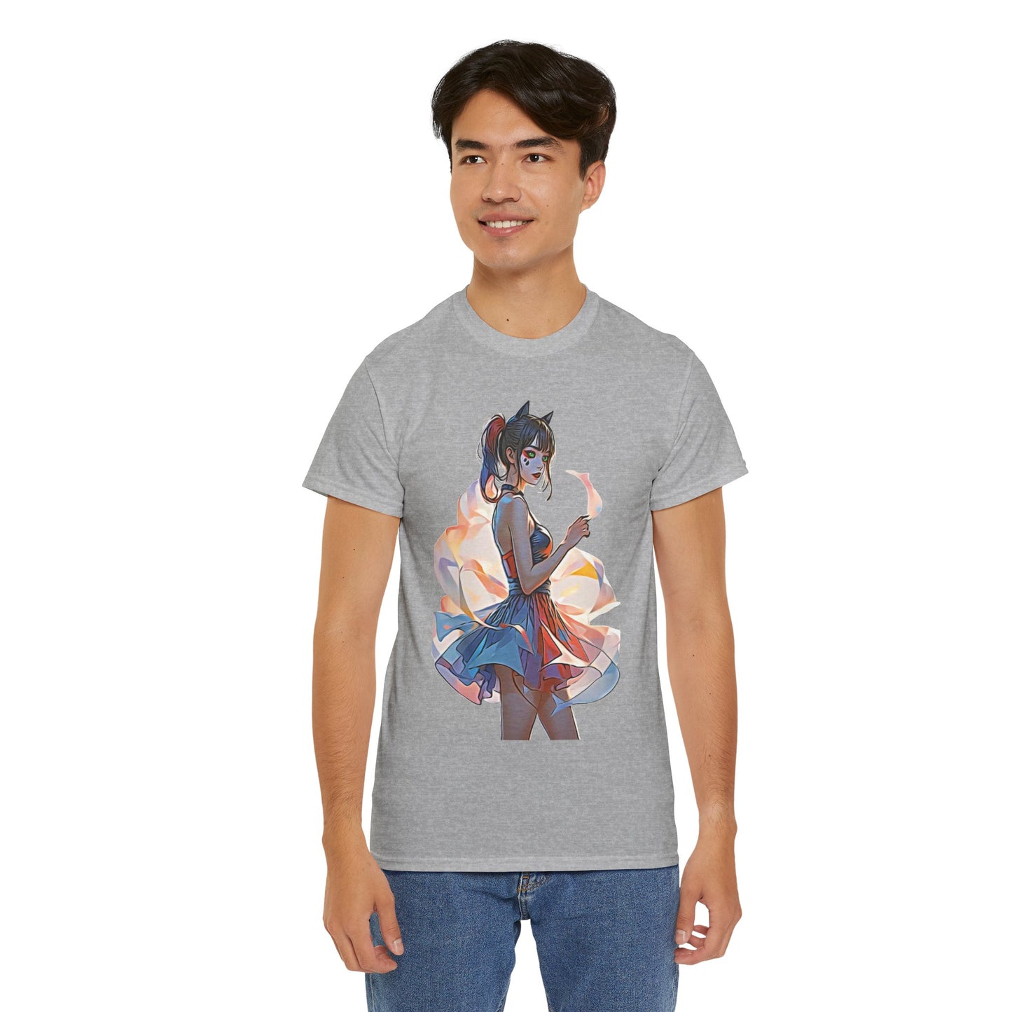 ✨Moonlit Grace: Anime Catgirl Aura for Casual Wear, Posters, Mugs and much more. - Artistic Cat Lady Tee, Cool Graphic Shirt for Animal Lovers, Ideal Gift for Birthdays & Cat Lovers, Casual Wear, Unisex Cotton Tee
