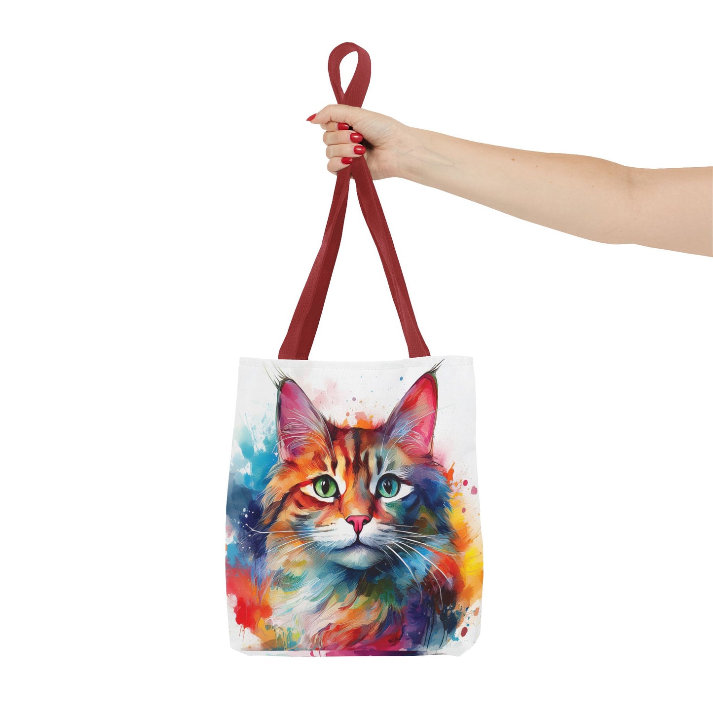 Colorful Tri-Color Cat Tote Bag: Pawsitive Vibes