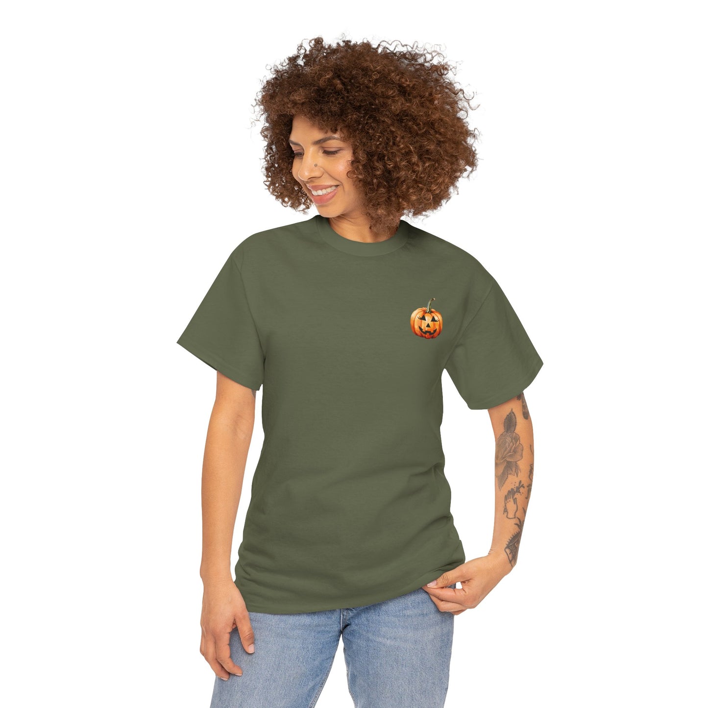 ๐ Embrace Autumn Magic - Pumpkin Bliss Collection for Cozy Season Vibes โจ - Harvest Vibes Pumpkin Cotton Tee | Fall Shirt, Halloween Apparel, Autumn Fashion, Unisex Graphic Tee, Gift for Pumpkin Lovers