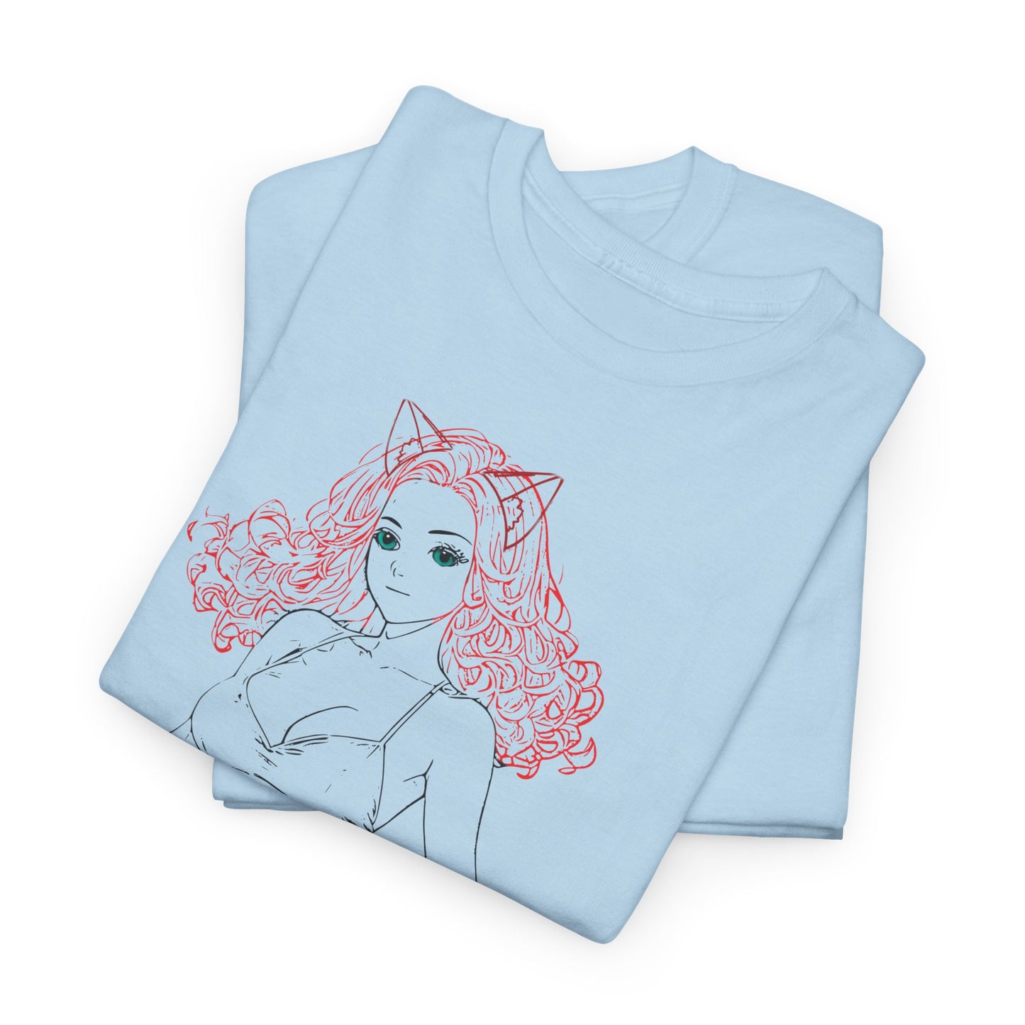 Cute Cat Girl Unisex Tee, Trendy Illustration T-Shirt, Gift for Cat Lovers, Casual Everyday Look, Fun Graphic Tee, Birthday Outfit