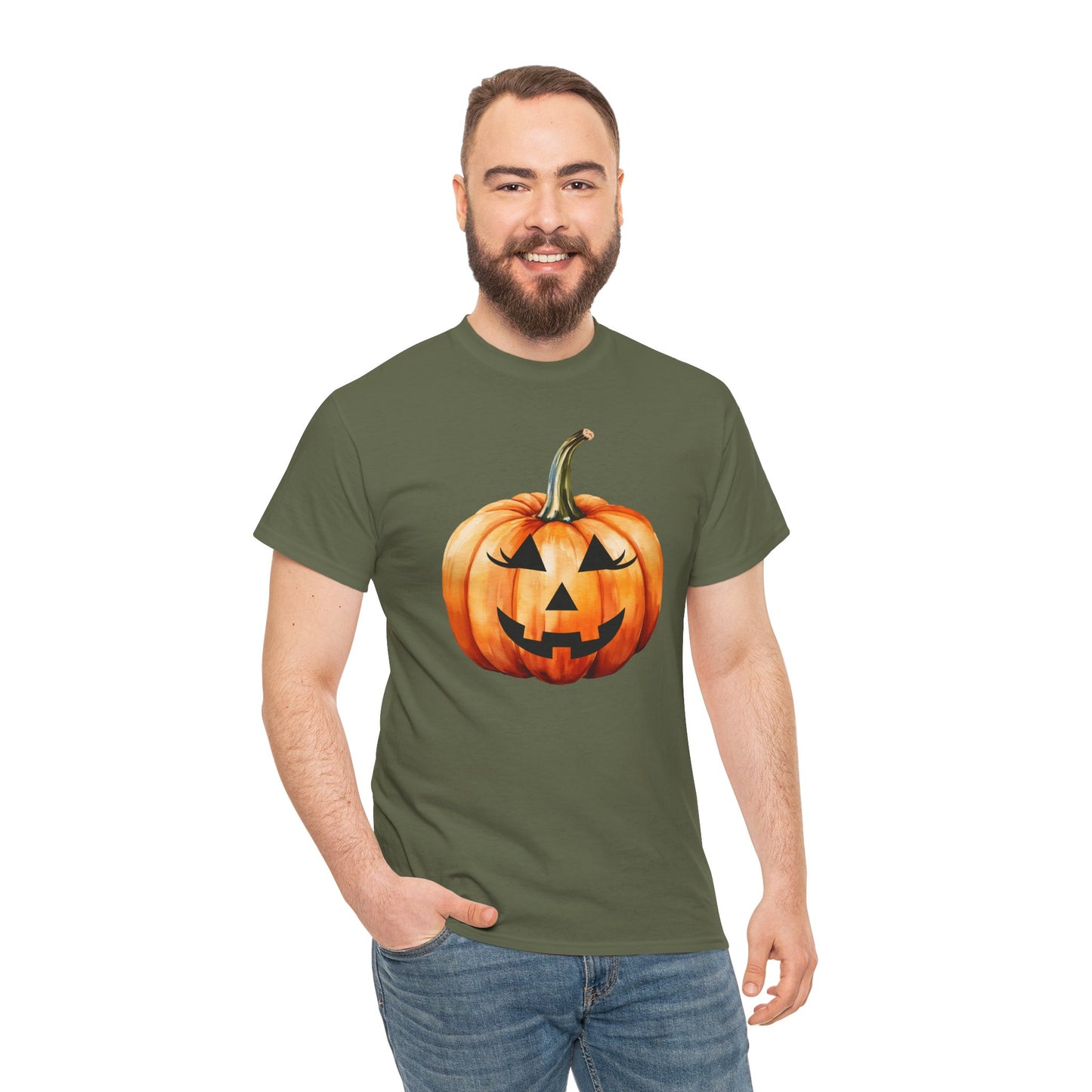 ๐ Embrace Autumn Magic - Pumpkin Bliss Collection for Cozy Season Vibes โจ - Harvest Vibes Pumpkin Cotton Tee | Fall Shirt, Halloween Apparel, Autumn Fashion, Unisex Graphic Tee, Gift for Pumpkin Lovers
