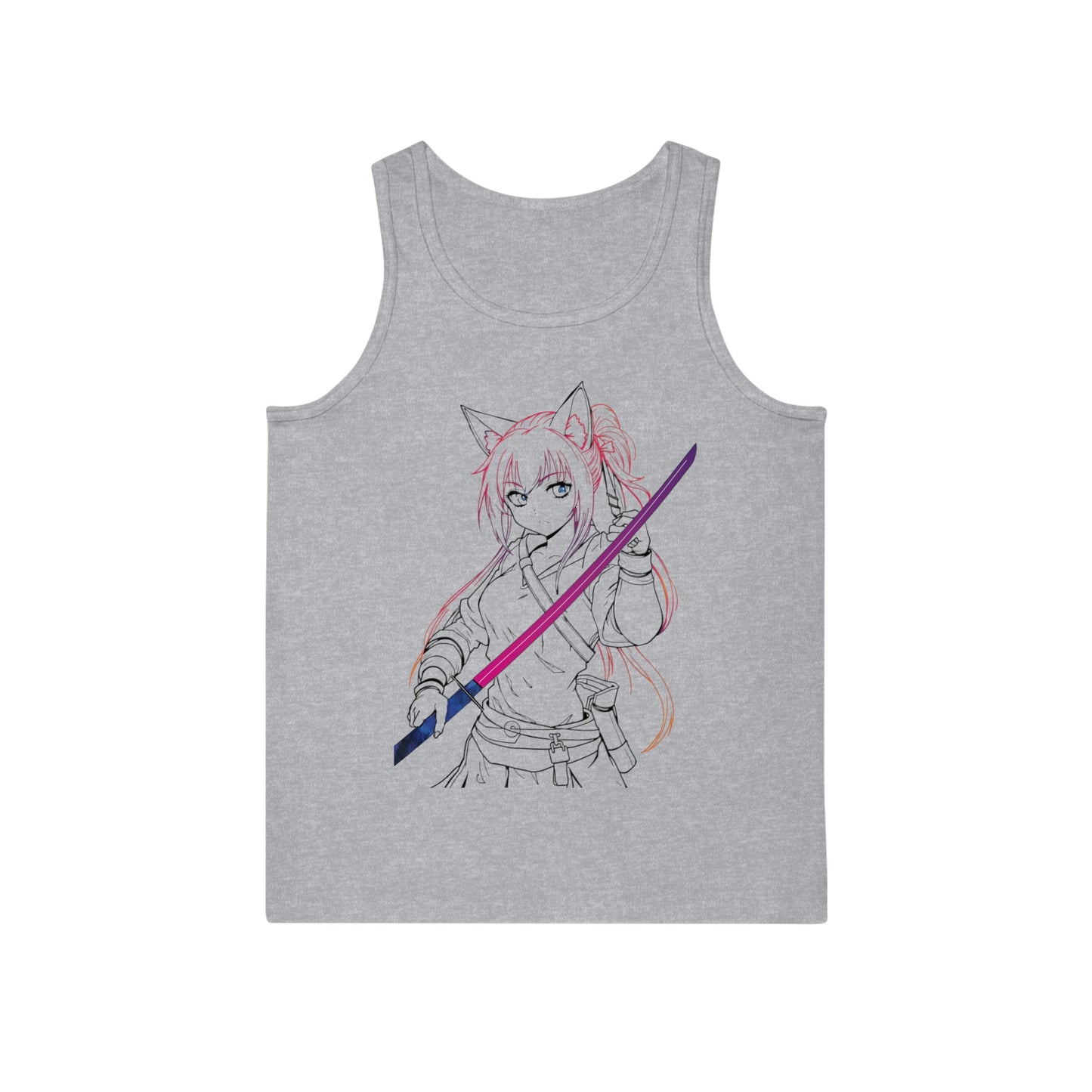 Anime-Inspired Unisex Softstyle Tank Top, Cool Graphic Tee for Casual Wear, Ideal Gift for Anime Lovers, Summer Style, Cute Character Design