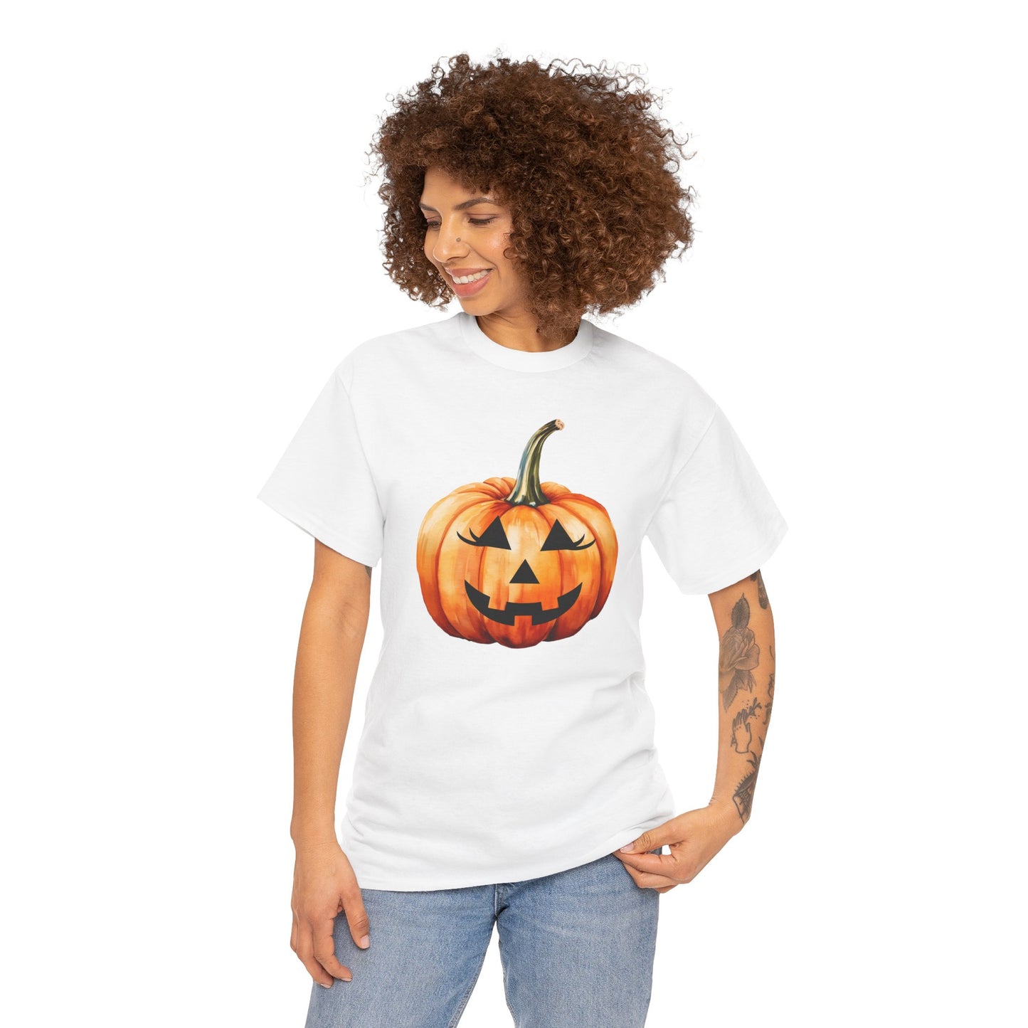 ๐ Embrace Autumn Magic - Pumpkin Bliss Collection for Cozy Season Vibes โจ - Harvest Vibes Pumpkin Cotton Tee | Fall Shirt, Halloween Apparel, Autumn Fashion, Unisex Graphic Tee, Gift for Pumpkin Lovers