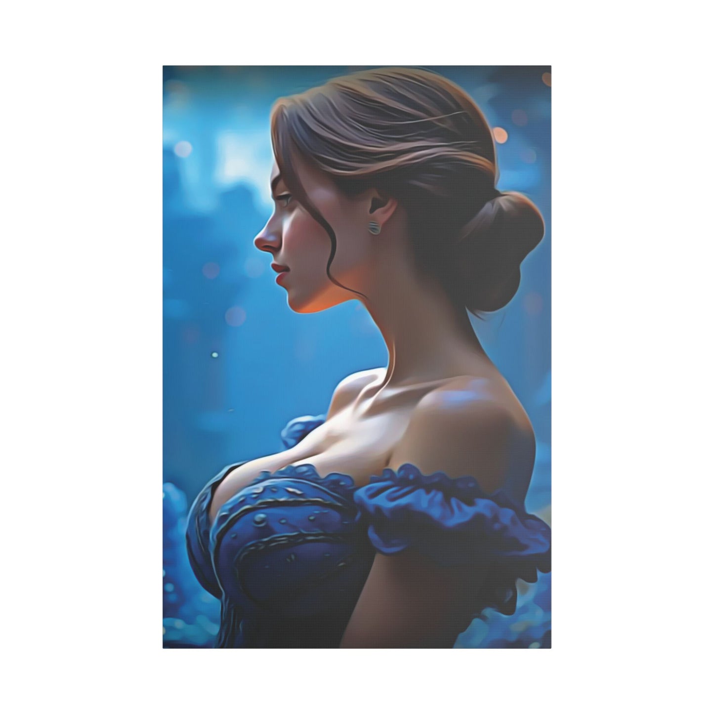 "Grace in Twilight: A Timeless Portrait of Strength, Elegance, and Inner Radiance" - Elegant Satin Canvas Wall Art, Home Decor, Art Print, Gift for Her, Wall Decoration, Whimsical Art