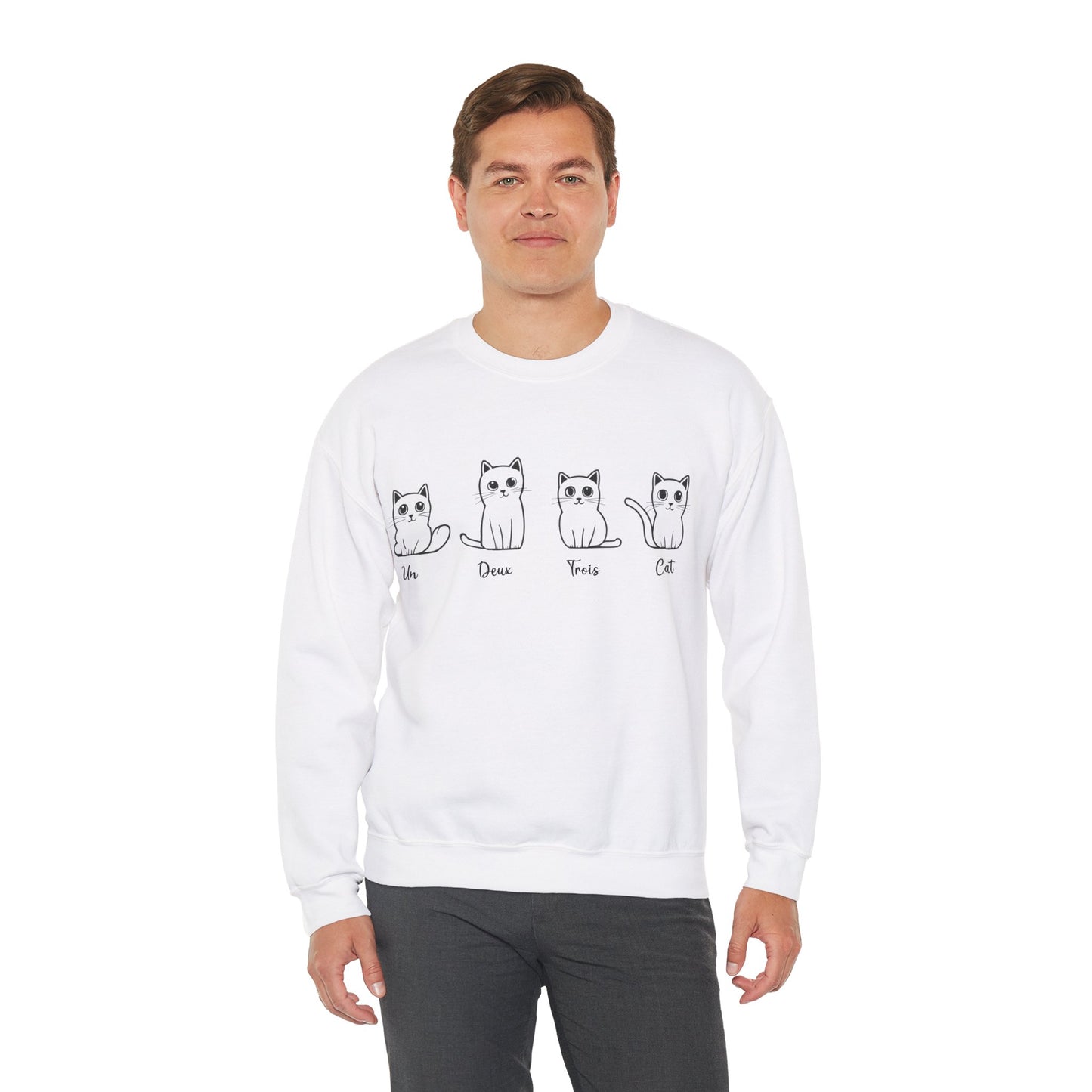 Cat Lovers Sweatshirt - Un Deux Trois Cat - Unisex Heavy Blend Crewneck