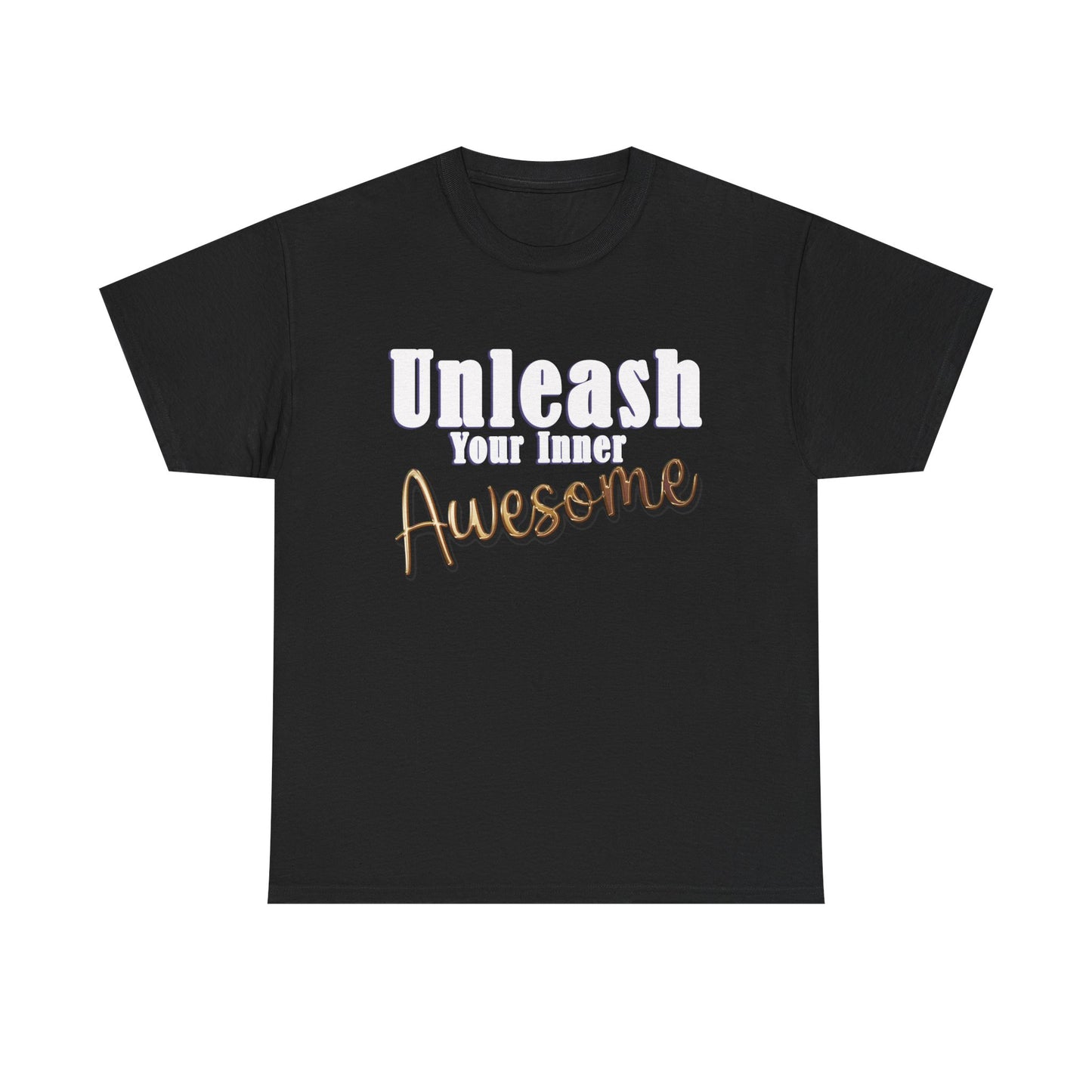 Unisex Heavy Cotton Tee - 'Unleash Your Inner Awesome' Inspirational Shirt