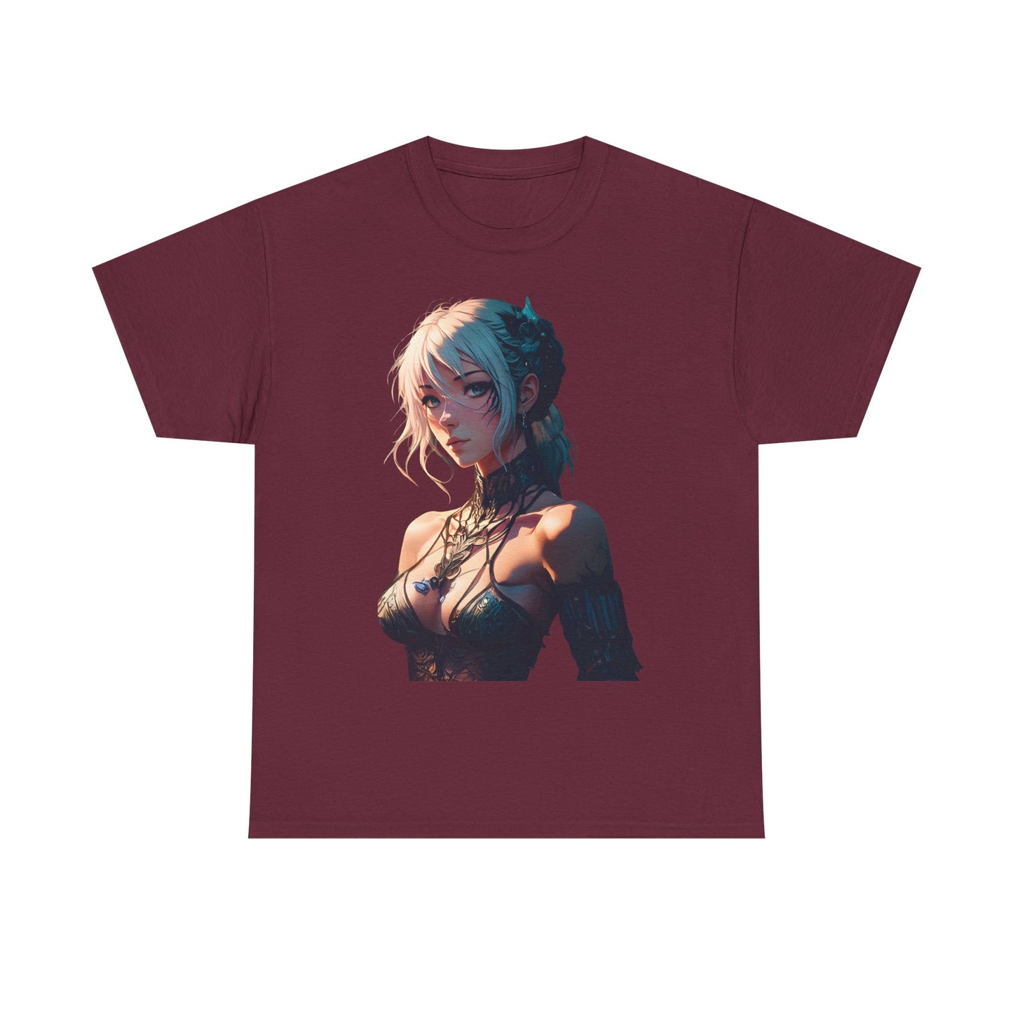 Mystical Anime Forest Princess Portrait - Stylish Graphic Tee with Fantasy Design, Casual Wear, Anime Gift, Comfortable T-Shirt, Art Tee for Everyday Fashion