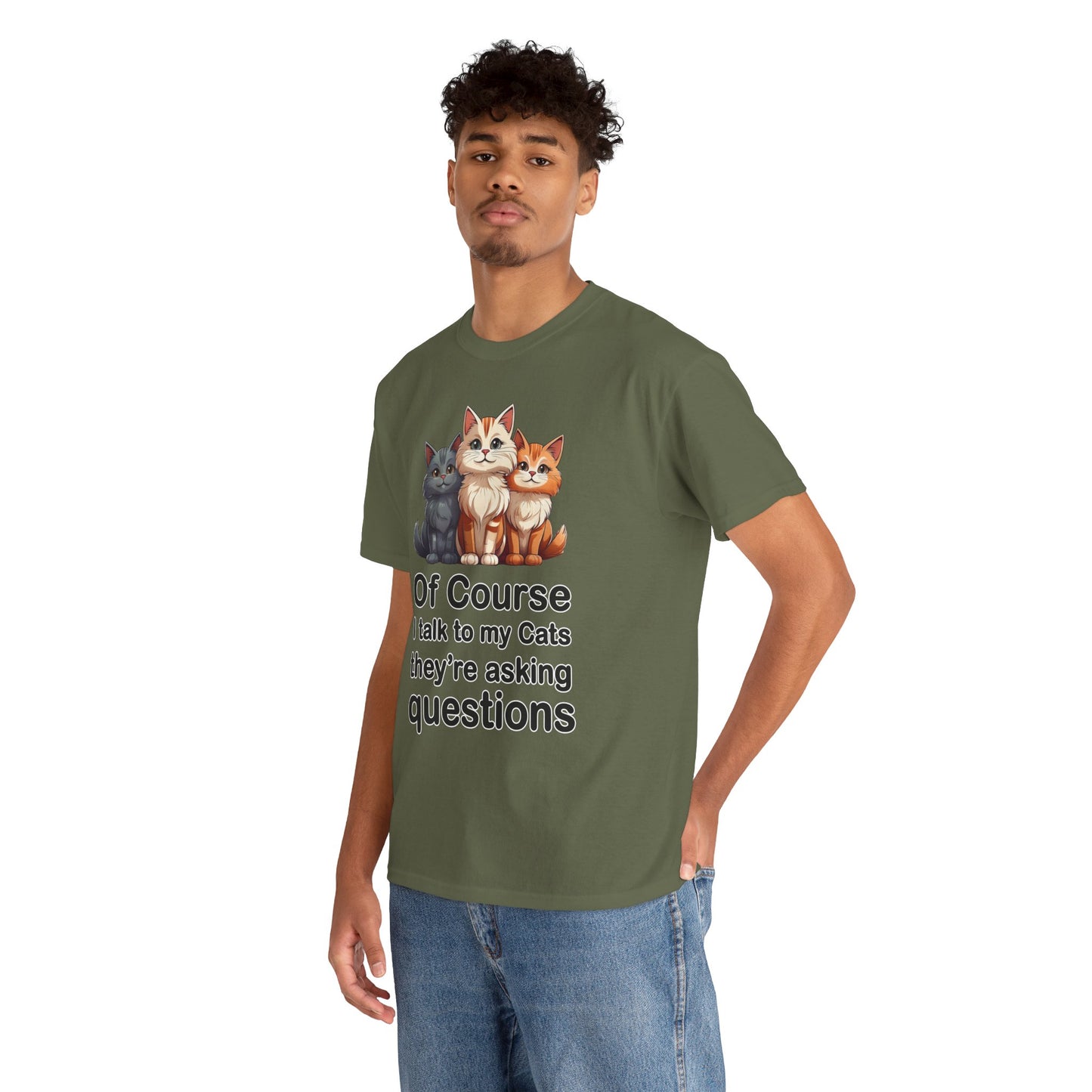 Of Course I Talk to My Cats – They’re the Real MVPs 🐾💬 - Funny Cat Lovers Unisex Heavy Cotton Tee - Perfect for Gifts, Pet Owners, Birthdays, Cat Appreciation Day, or Casual Wear