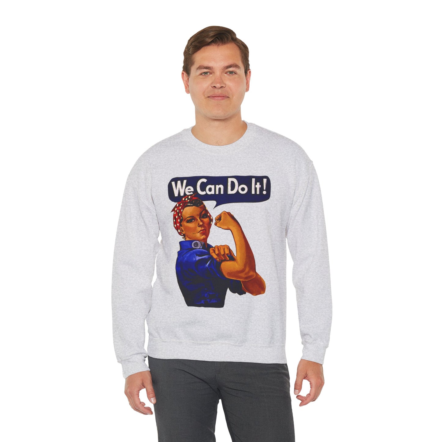 Empowerment Pop Art | Bold "We Can Do It" T-Shirts, Sweatshirts, Mugs & Wall Art for Inspiration - Empowering Rosie Crewneck Sweatshirt | Motivational Gift, Casual Wear, Feminism, Women’s Apparel, Inspirational Fashion