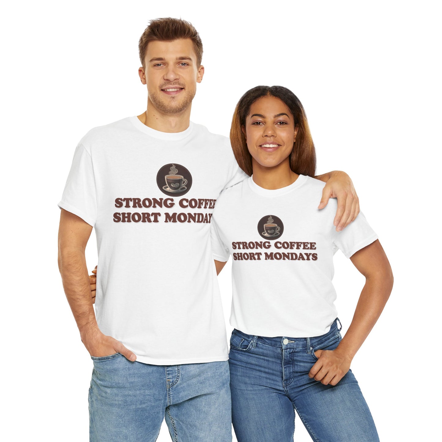 "Strong Coffee - Short Mondays" Unisex Heavy Cotton Tee Graphic Shirt