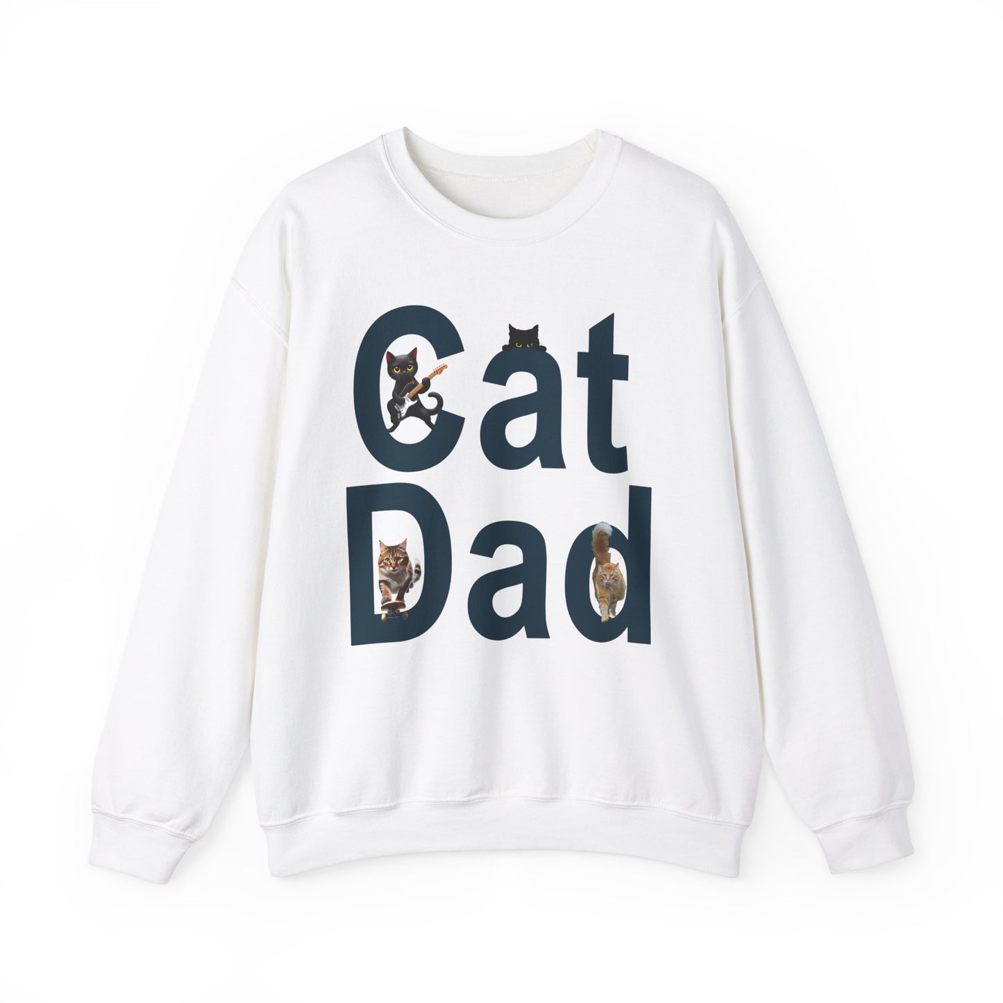 Cat Lovers Sweatshirt - Cat Dad Life: Purrfection in Progress ๐พ- Unisex Heavy Blend Crewneck