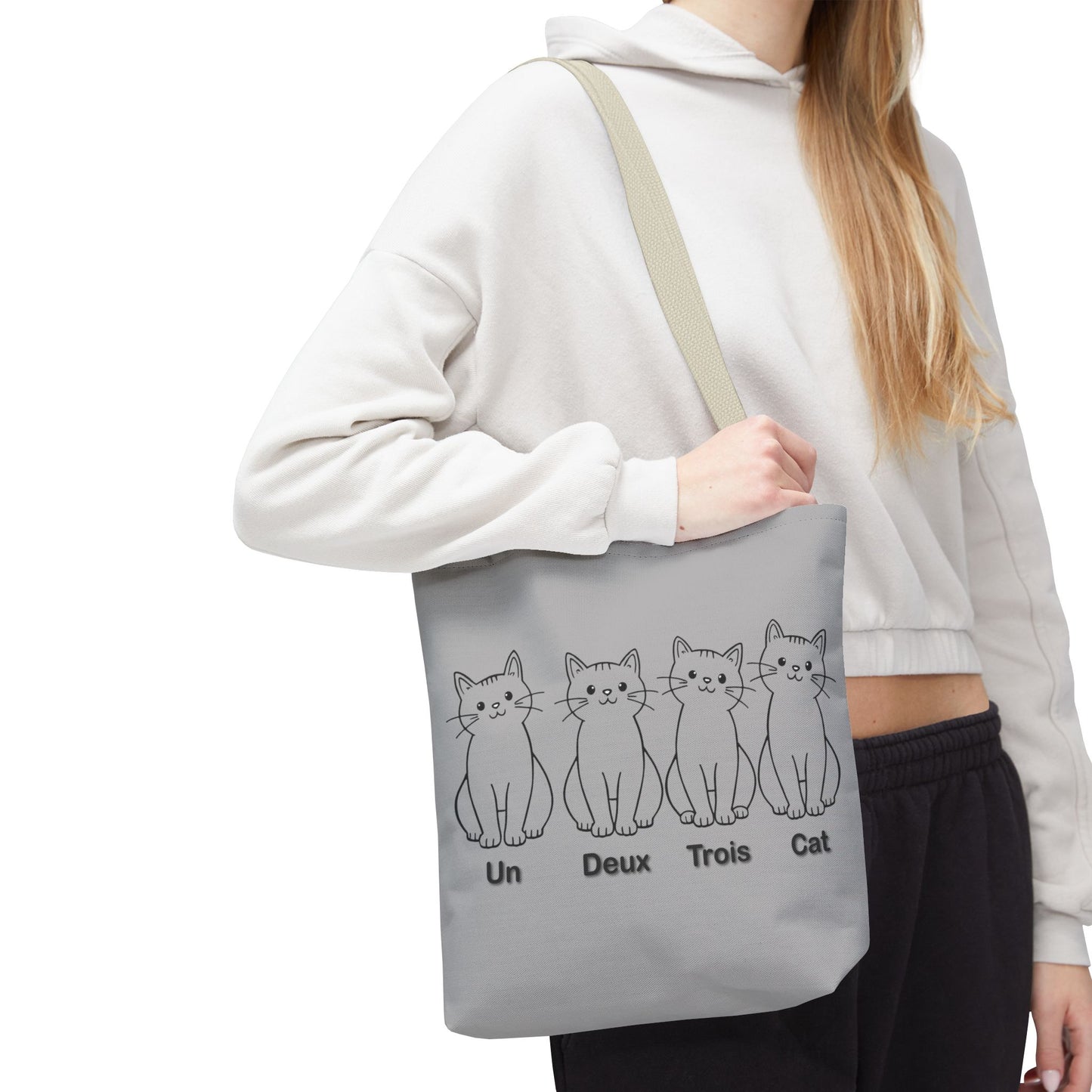 Funny Cat Tote Bag - Un Deux Trois Cat Design - Cute Cat Lover Gift