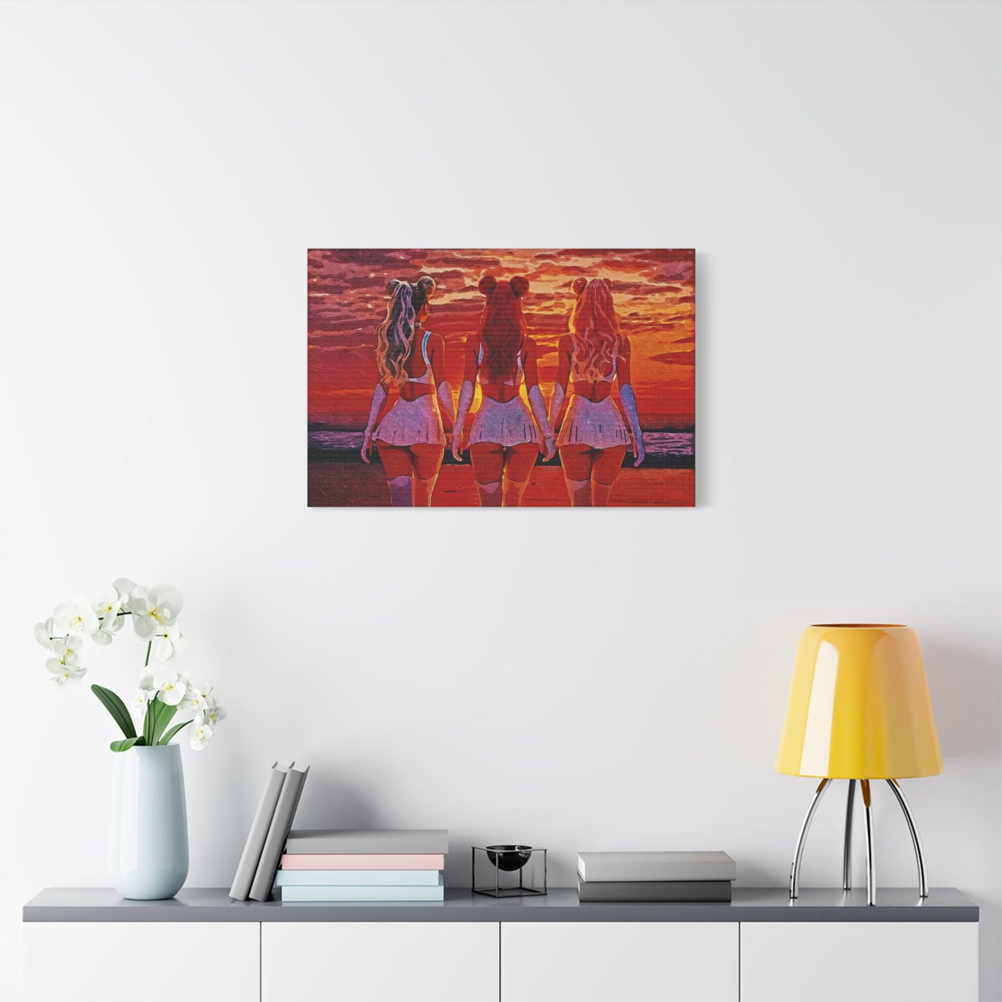 Horizon Sisters β United in Light and Love π
ππ β Unity & Peace in Vibrant Coastal Light - Stretched Canvas Art Print, Boho Wall Decor, Beach Sunset Art, Girls Artwork, Home and Living