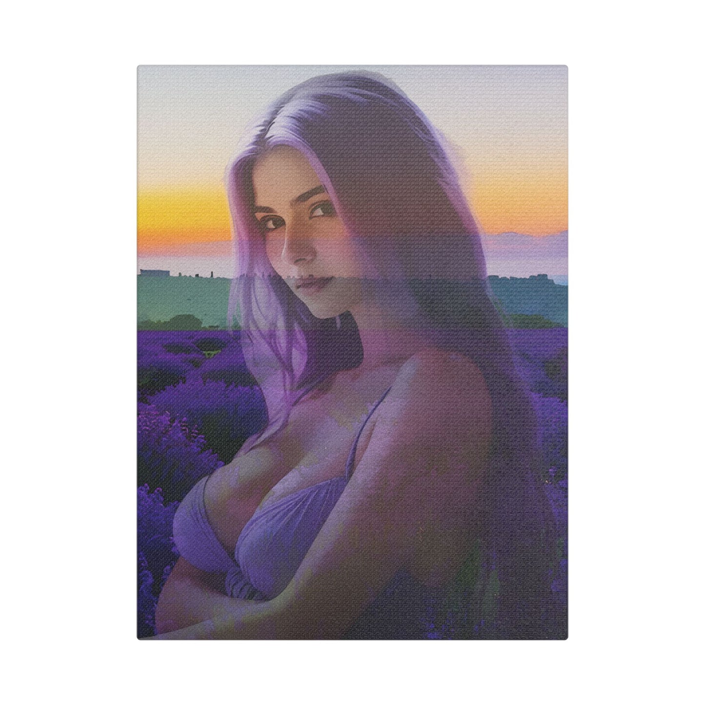 "Beautiful Lavender" – Dreamy Sunset Muse in Lavender Field Canvas Art