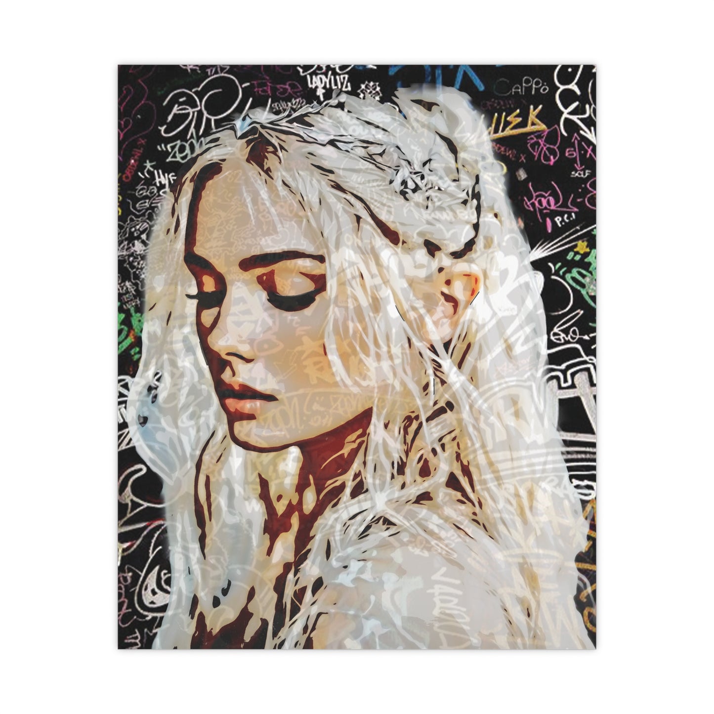 "Urban Dreams: Street Art Portrait of Hope and Beauty Emerging from City's Creative Soul" - Artistic Matte Poster for Home Decor, Aesthetic Wall Art, Gift for Her, Trendy Room Decoration, Stylish Artwork