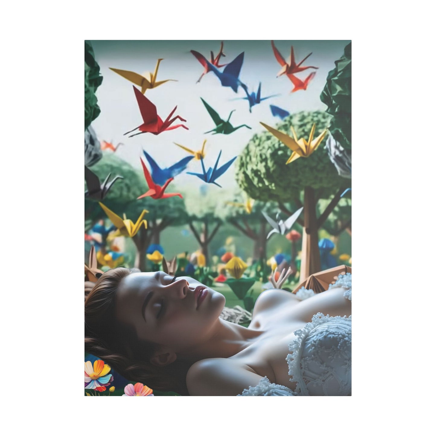 Dreams in Origami Forest – Surreal Canvas & Poster Art Canvas Print