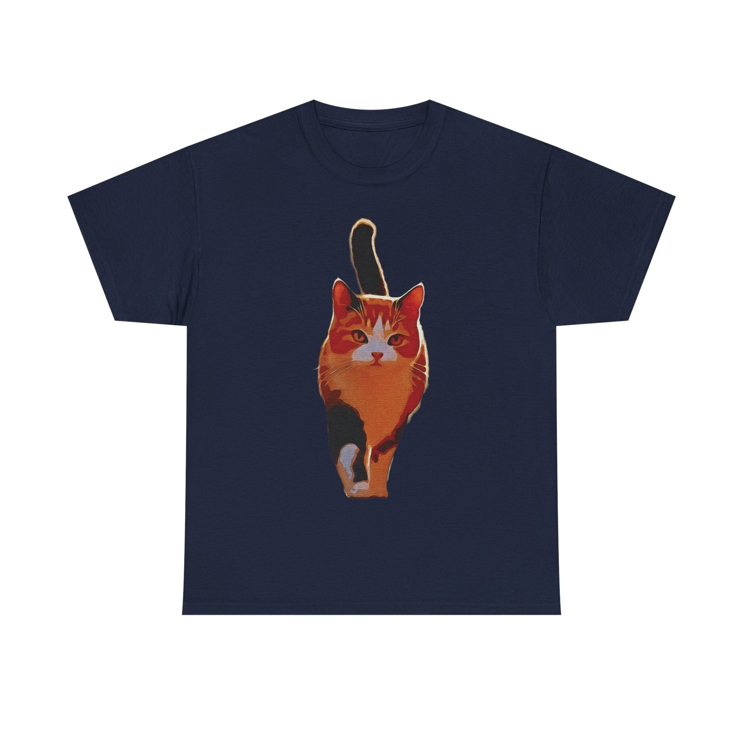 “Confident Stride: The Tri-Color Cat That Walks Like It Owns the World” - Cat Lover Unisex Heavy Cotton Tee, Cute Cat Shirt, Pet Lover Gift, Animal Tee, Casual Fashion, Gift for Cat Owners
