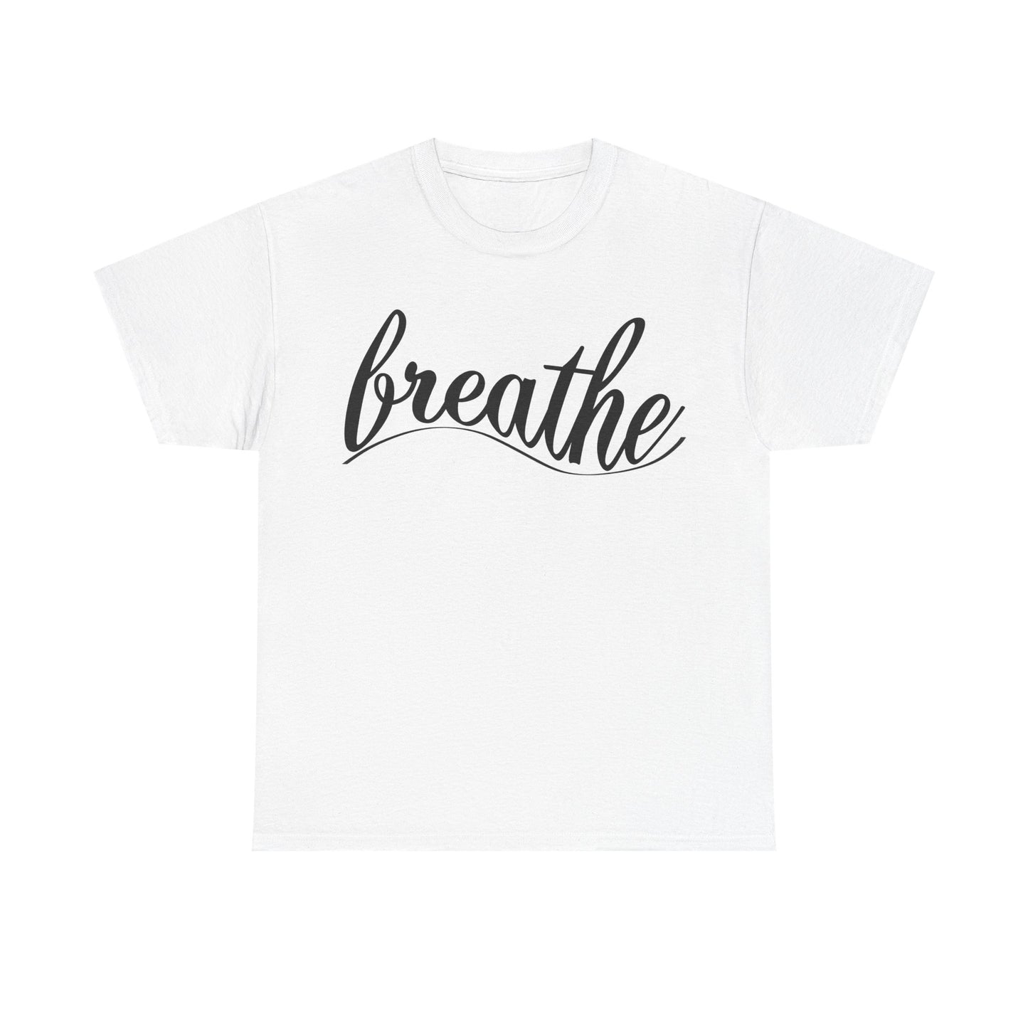 Unisex Heavy Cotton Tee - 'Breathe' Motivational Relaxation Shirt