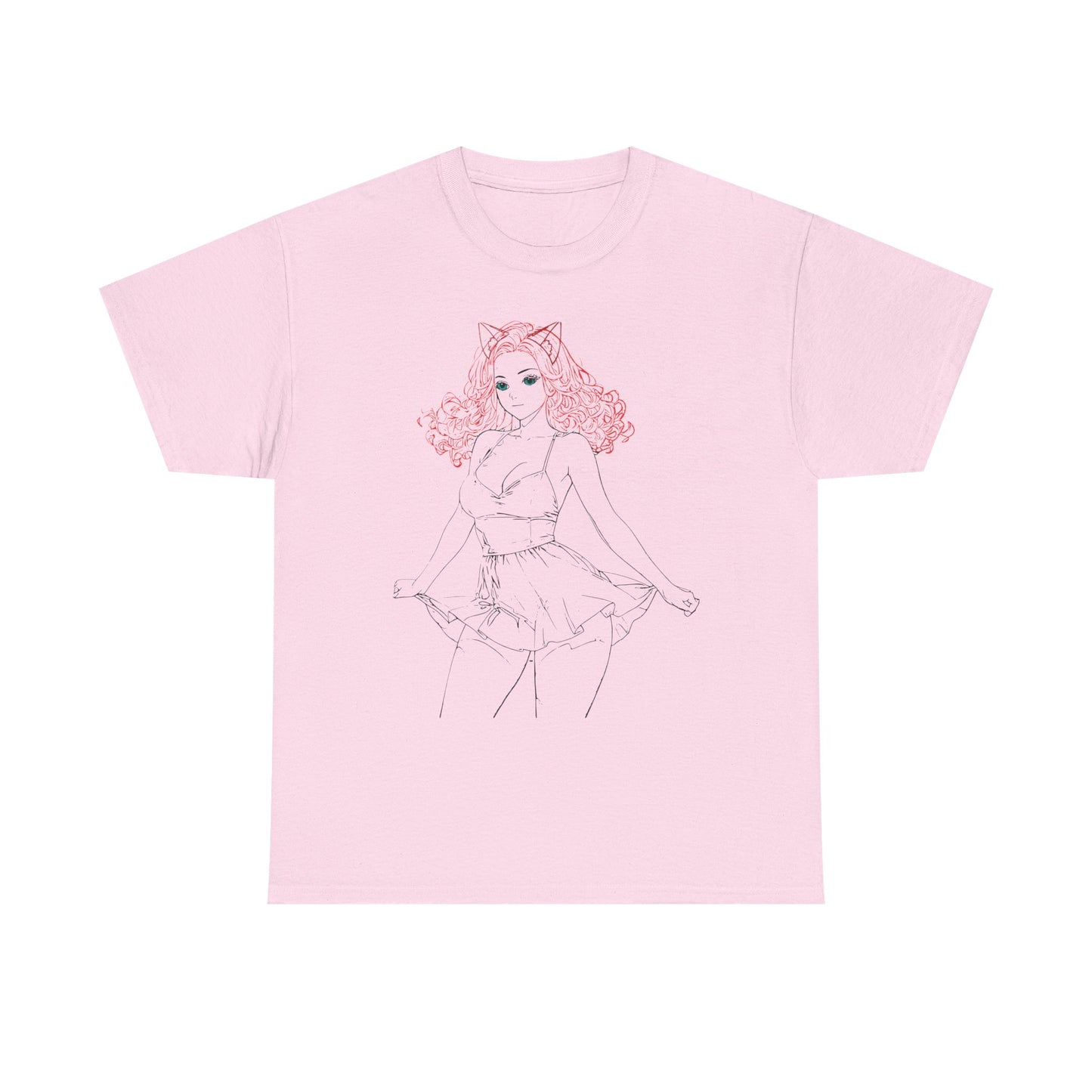 Cute Cat Girl Unisex Tee, Trendy Illustration T-Shirt, Gift for Cat Lovers, Casual Everyday Look, Fun Graphic Tee, Birthday Outfit