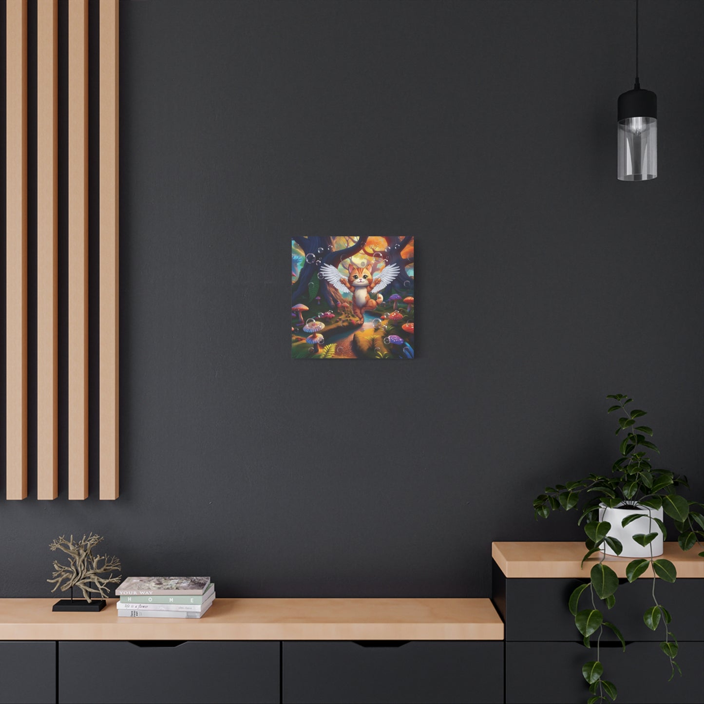Winged Whiskers: Fantasy Cat's Magical Adventure - Canvas Print