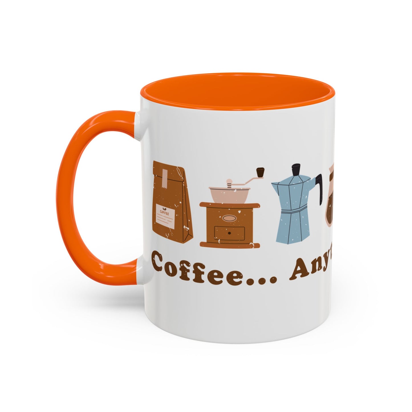 Mug - Coffee Anytime, Anywhere - Retro, vintage Accent Coffee Mug (11oz)