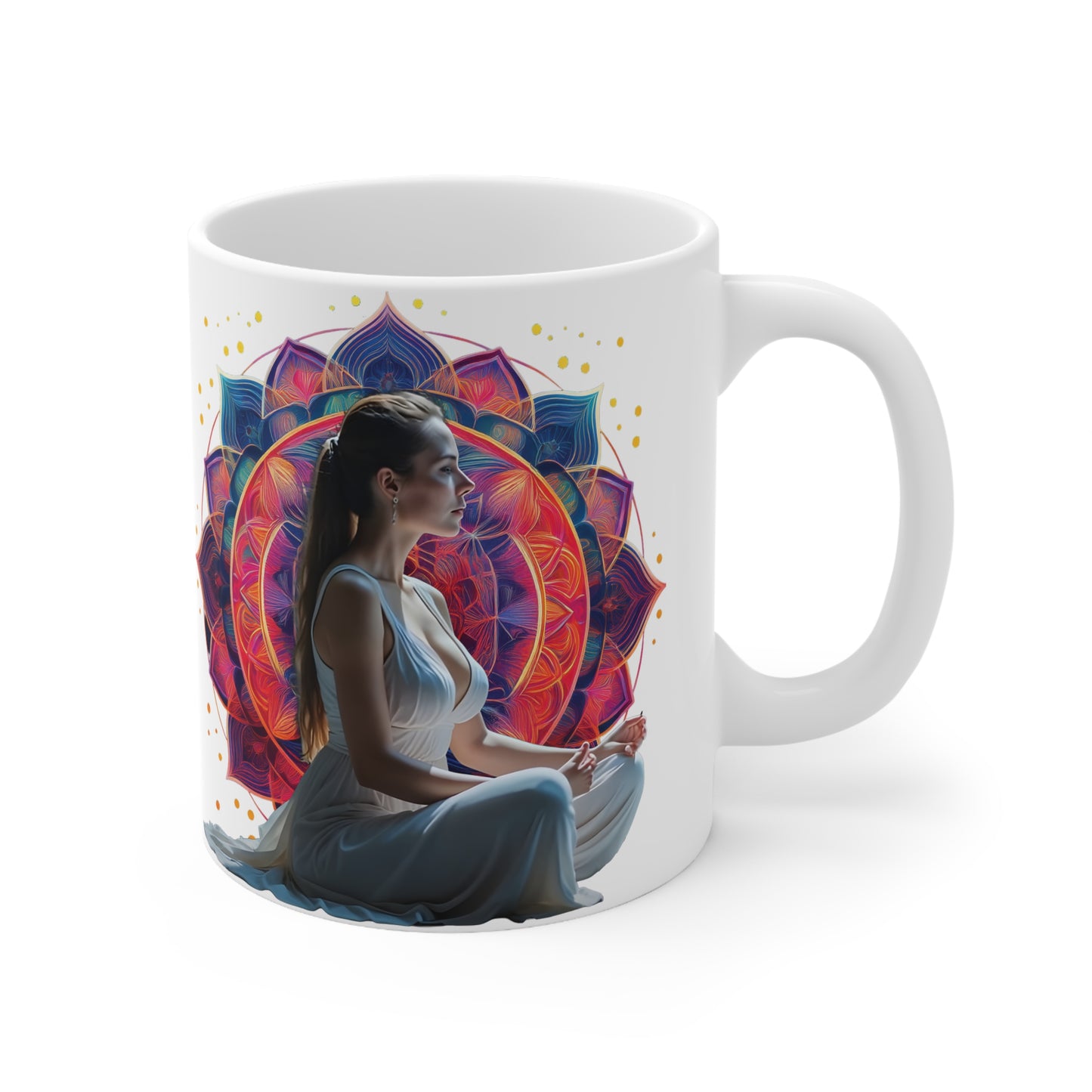 Meditative Spirit Ceramic Coffee Cups | 11oz & 15oz | Mindfulness Gifts, Yoga Lovers, Meditation, Wellness Décor, Personalize Your Drink