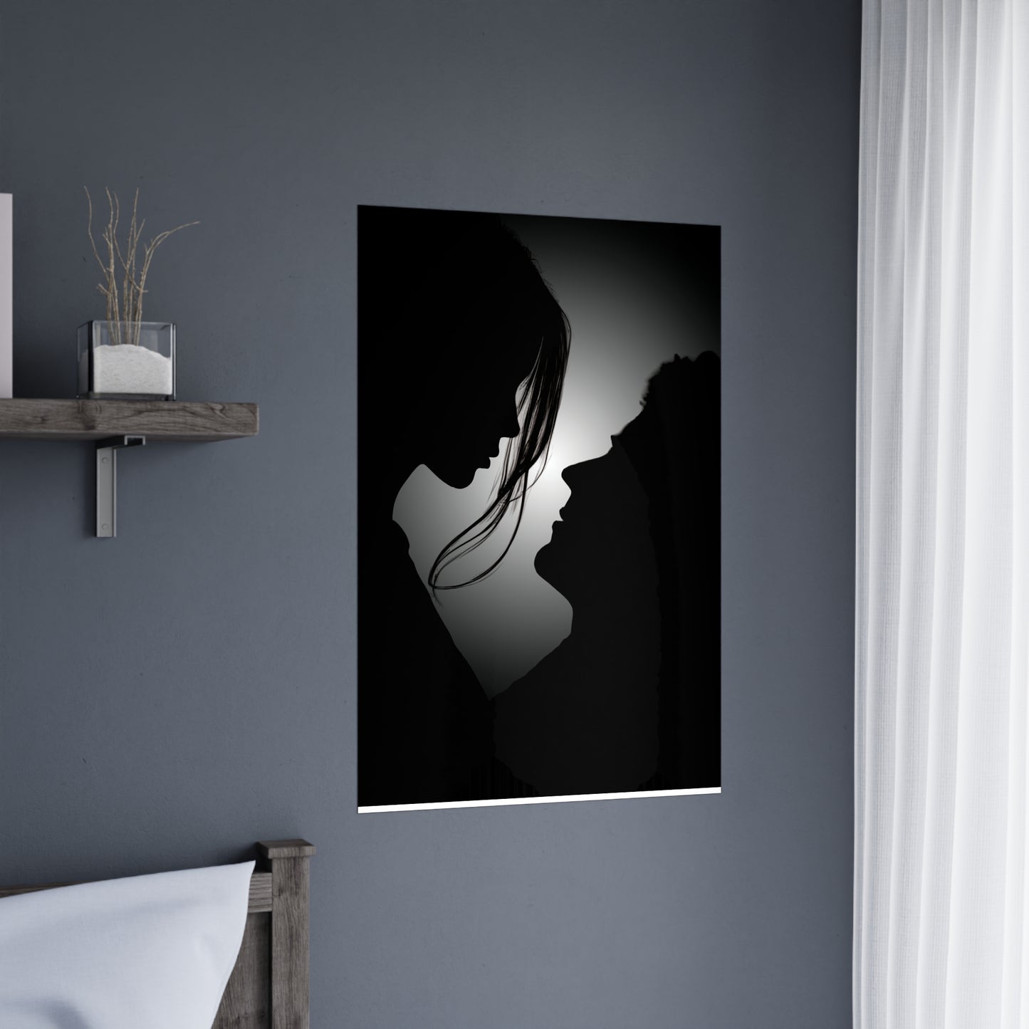 Romantic Silhouette –"Possibilities" Couple Art for Poster Decore Matte Poster, Wall Art for Home Decor, Bedroom Accent, Gift for Couples, Black and White Art Print