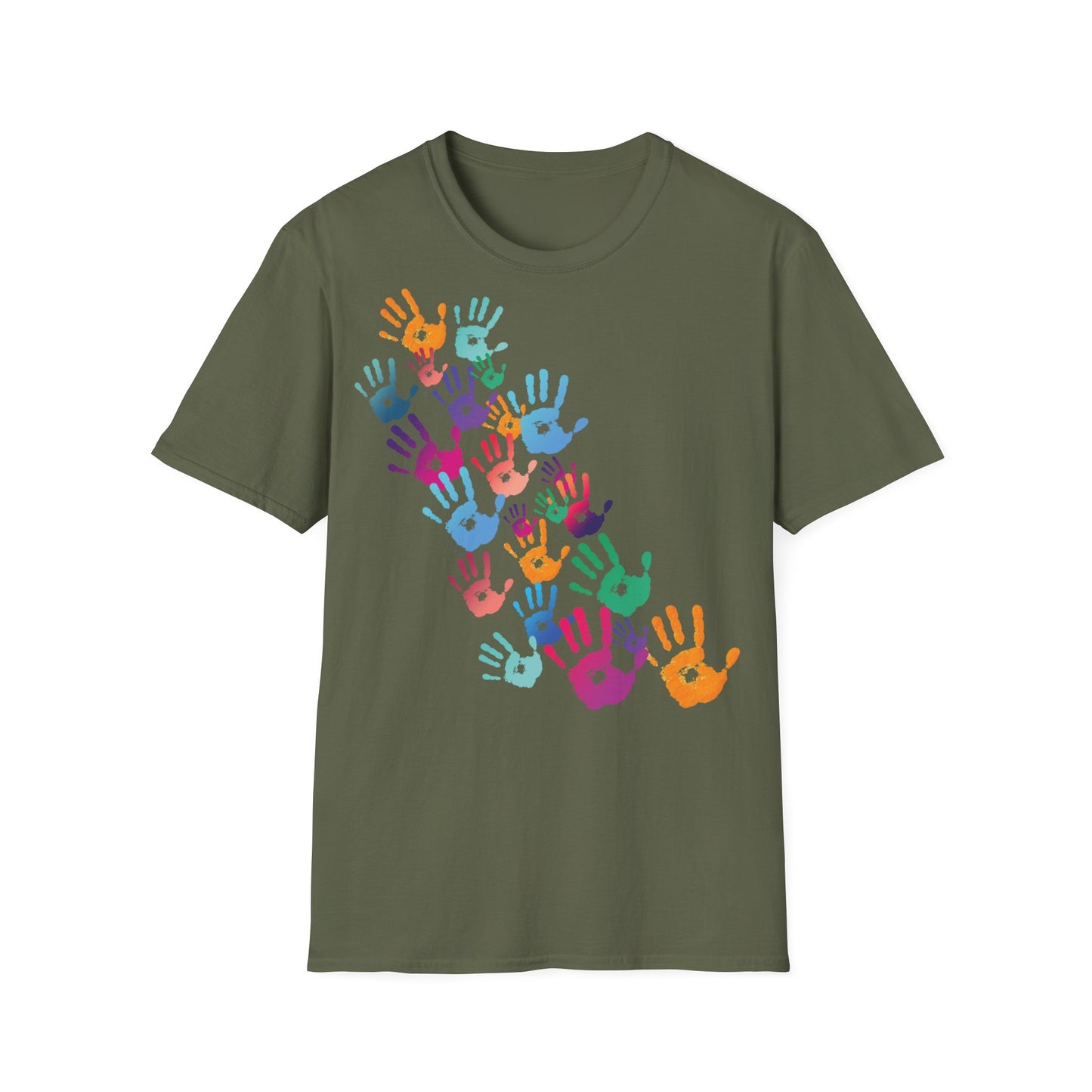 Colorful Handprints T-Shirt - Unisex Softstyle