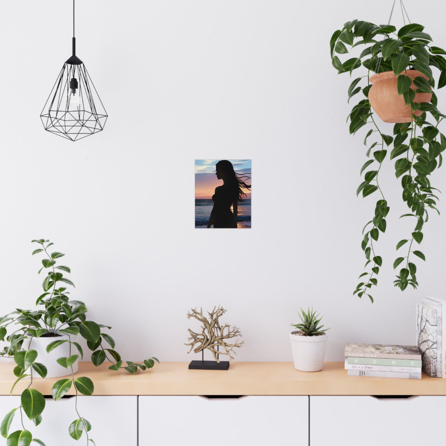 Whispers of the Horizon – Serene Silhouette at Sunset Capturing Peace, Beauty, and Timeless Grace - Silhouette Beach Matte Poster, Wall Art, Home Decor, Aesthetic Print, Artistic Decoration