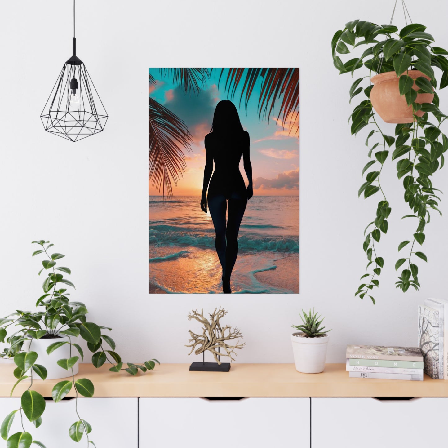 Sunset Spirit – Where Silhouettes and Palm Dreams Meet the Sea - Beach Sunset Matte Poster, Tropical Wall Art, Relaxing Home Decor, Gift for Beach Lovers, Coastal Vibes Print