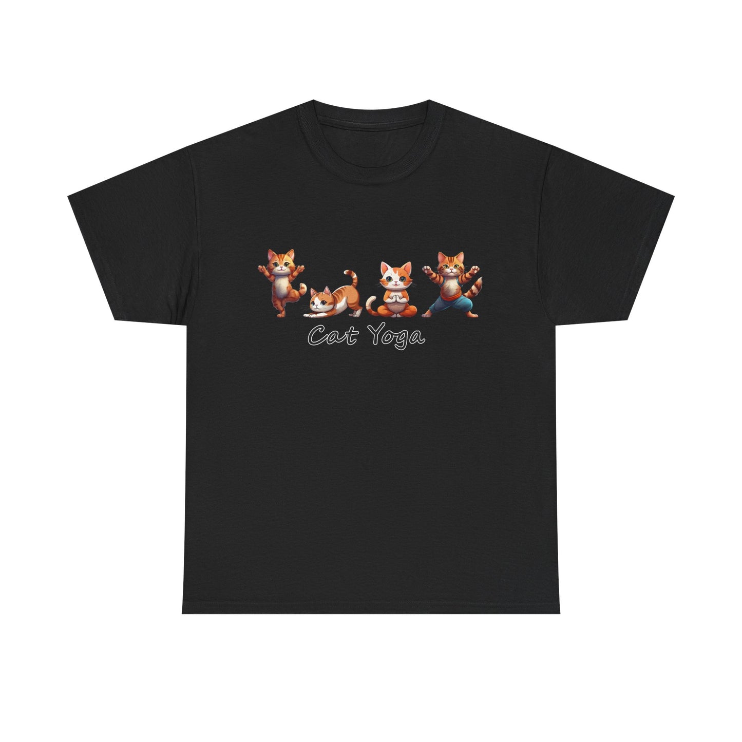 Cat Yoga Unisex Heavy Cotton Tee - Fun & Comfy T-Shirt for Cat Lovers