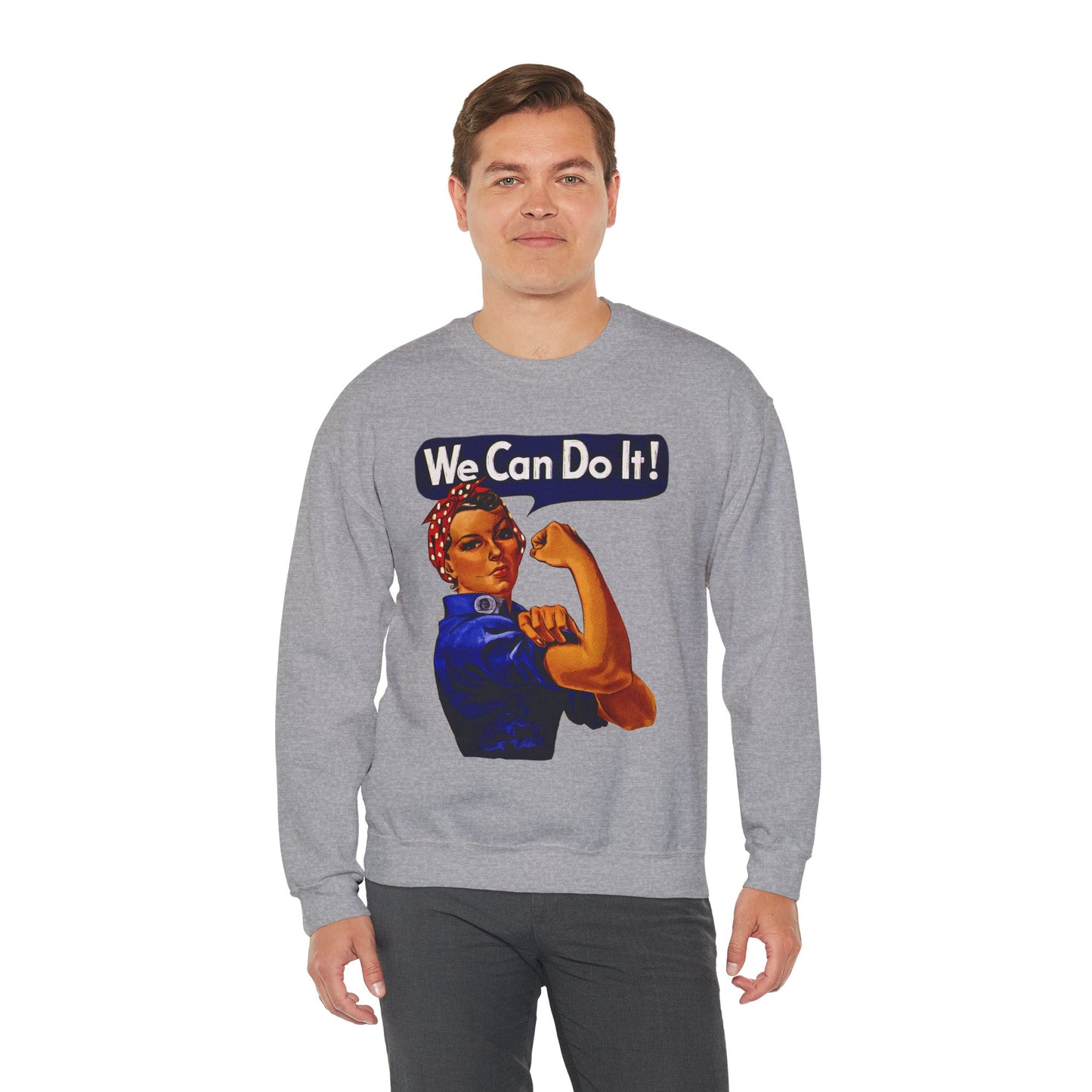 Empowerment Pop Art | Bold "We Can Do It" T-Shirts, Sweatshirts, Mugs & Wall Art for Inspiration - Empowering Rosie Crewneck Sweatshirt | Motivational Gift, Casual Wear, Feminism, Women’s Apparel, Inspirational Fashion