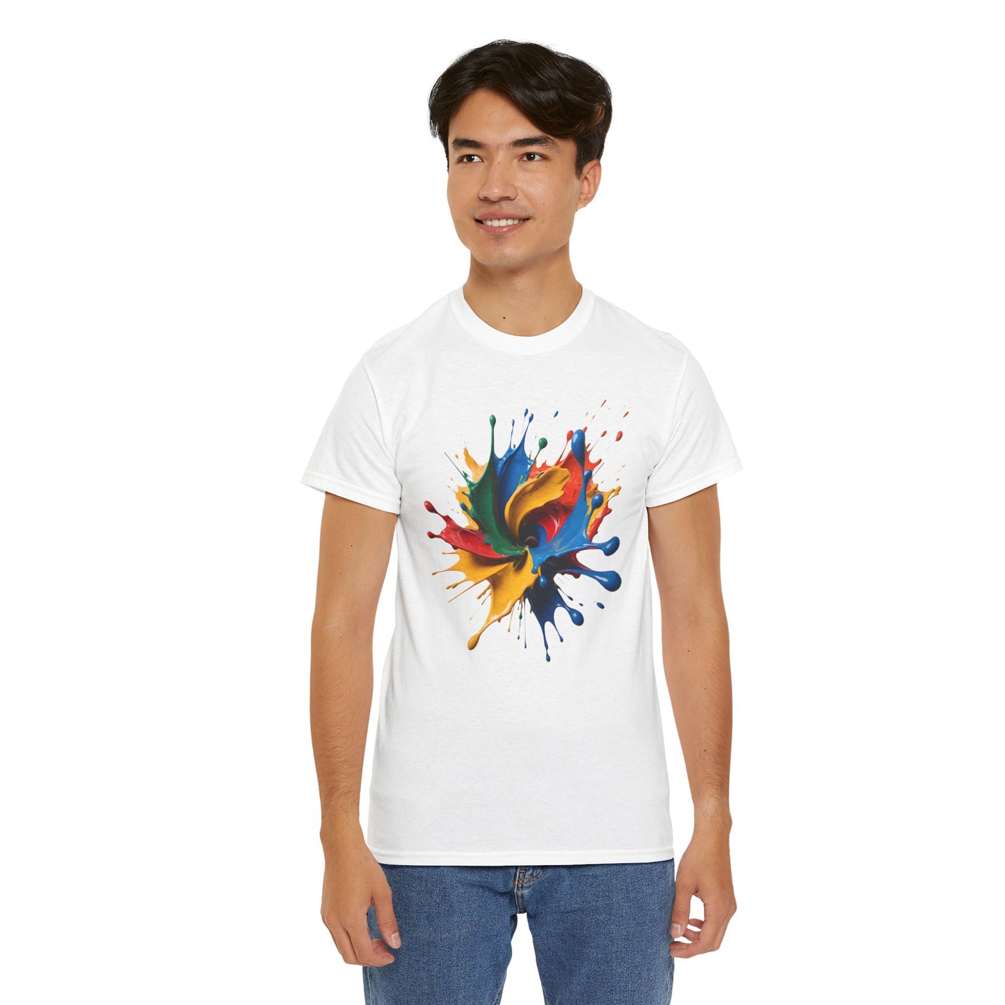 "Oops!" Color Splash Energy – Wear the Art, Feel the Vibe - Colorful Splash Art Unisex Heavy Cotton Tee | Vibrant Graphic T-Shirt, Casual Wear, Gift for Art Lovers, Color Run, Festival Outfit