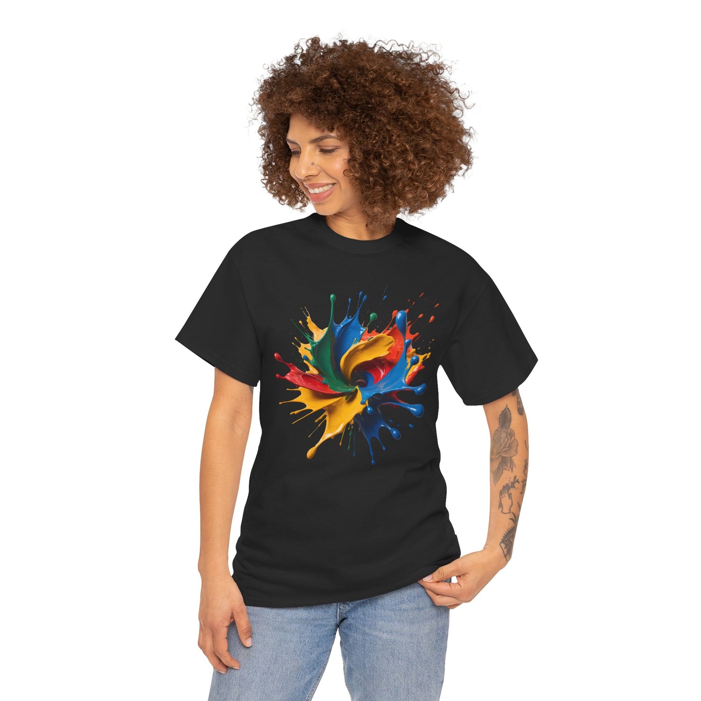 "Oops!" Color Splash Energy – Wear the Art, Feel the Vibe - Colorful Splash Art Unisex Heavy Cotton Tee | Vibrant Graphic T-Shirt, Casual Wear, Gift for Art Lovers, Color Run, Festival Outfit