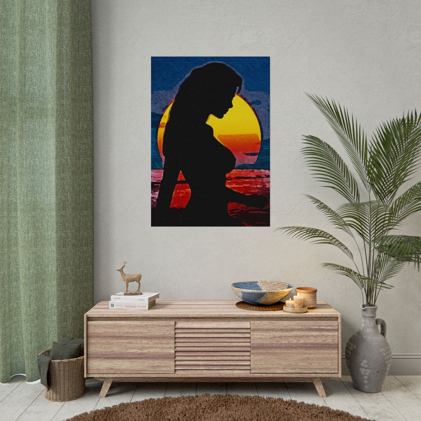 Radiant Horizons: Empowering Silhouette by Sunset – Embrace Inner Strength and Inspiring Beauty - Vibrant Beach Sunset Rolled Poster, Living Room Decor, Nautical Art, Home Aesthetic, Gift for Beach Lovers, Boho Wall Art