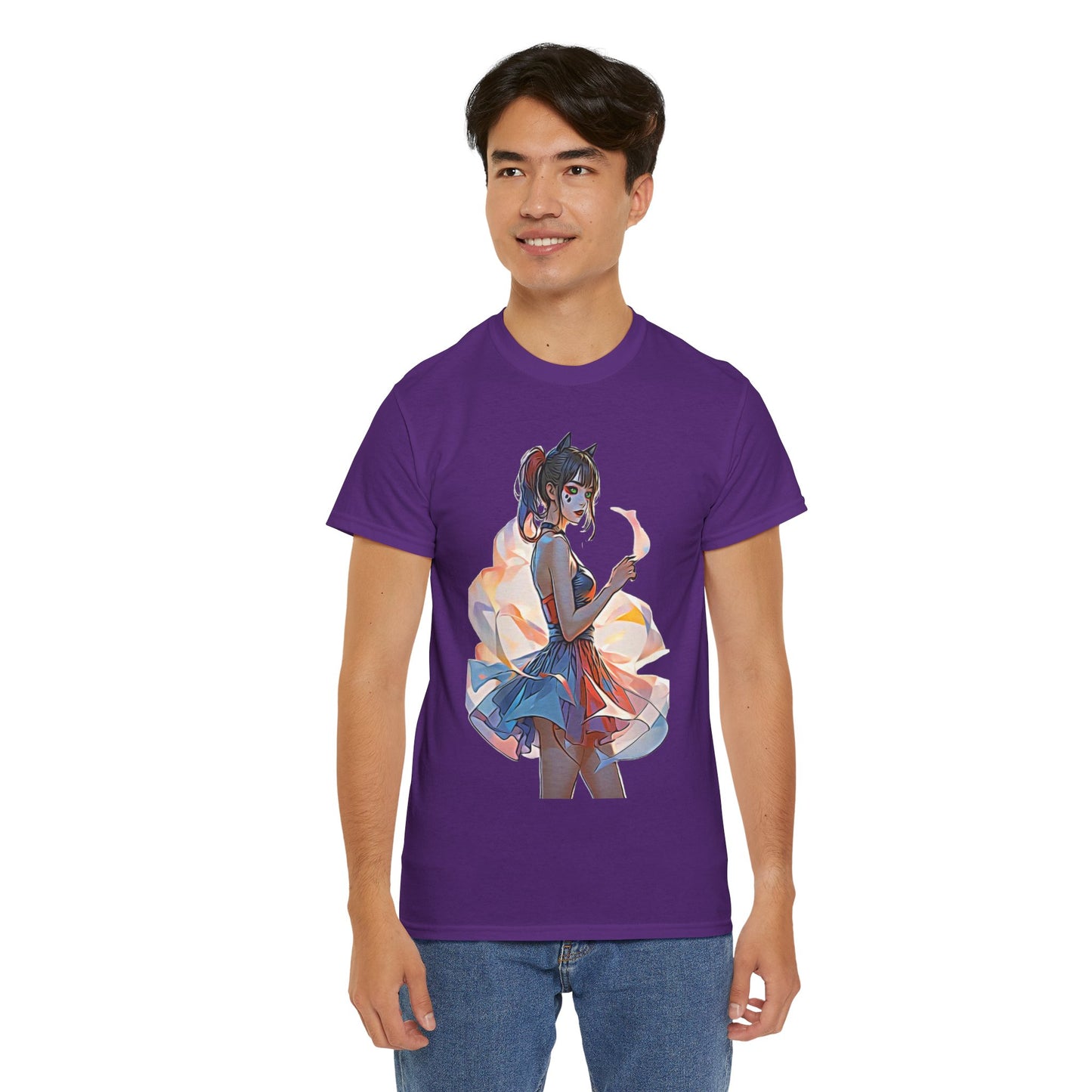 ✨Moonlit Grace: Anime Catgirl Aura for Casual Wear, Posters, Mugs and much more. - Artistic Cat Lady Tee, Cool Graphic Shirt for Animal Lovers, Ideal Gift for Birthdays & Cat Lovers, Casual Wear, Unisex Cotton Tee