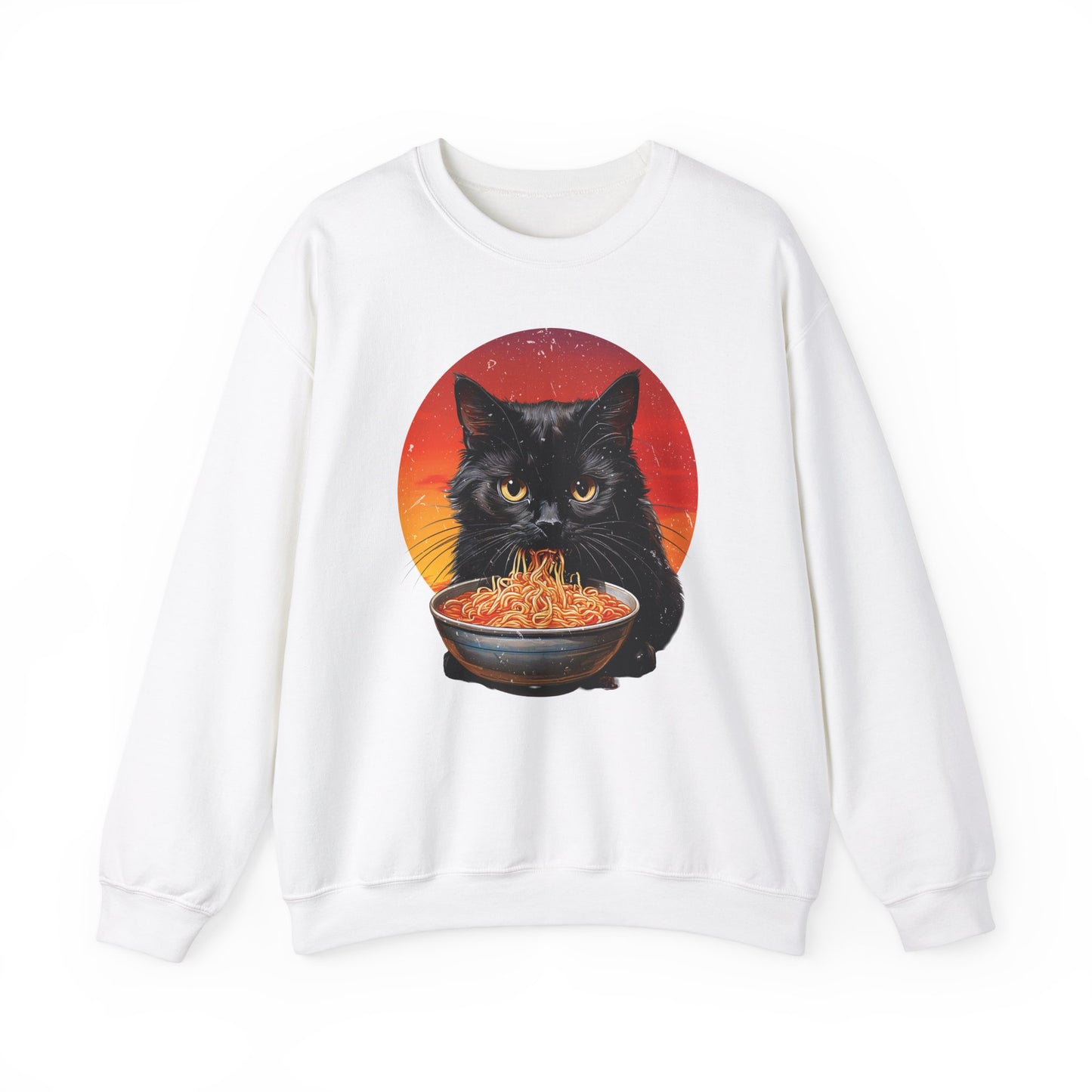 Ramen Cat - Cozy Cat Lover's Crewneck Sweatshirt - Purrfect for Foodies