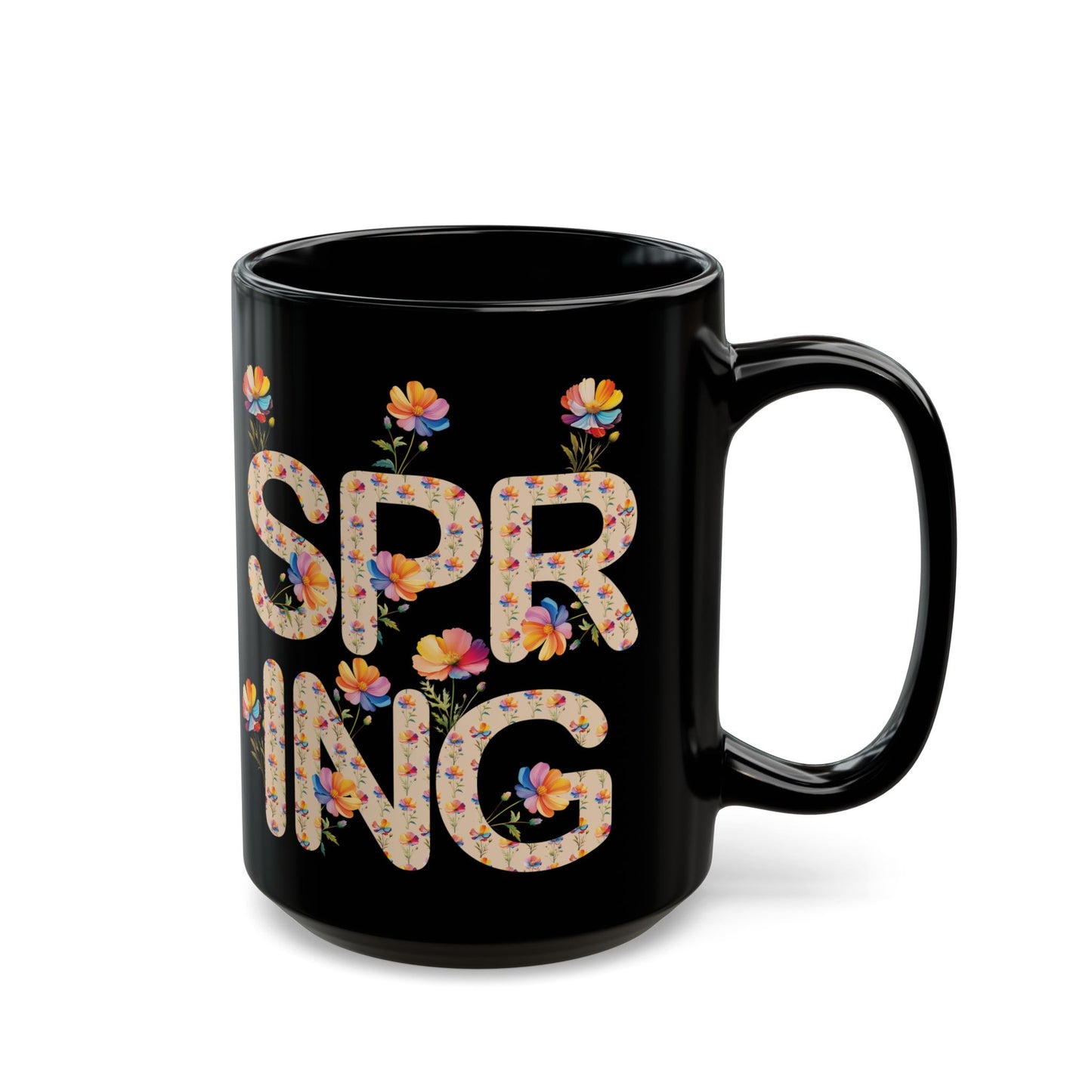 Floral Spring Black Mug - 11oz & 15oz