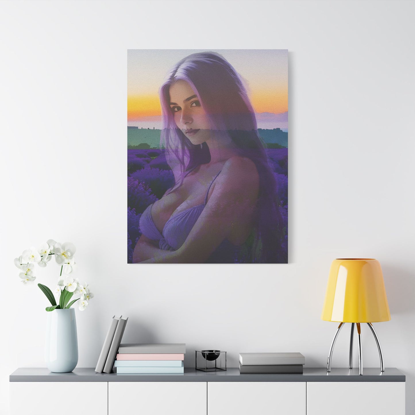 "Beautiful Lavender" – Dreamy Sunset Muse in Lavender Field Canvas Art
