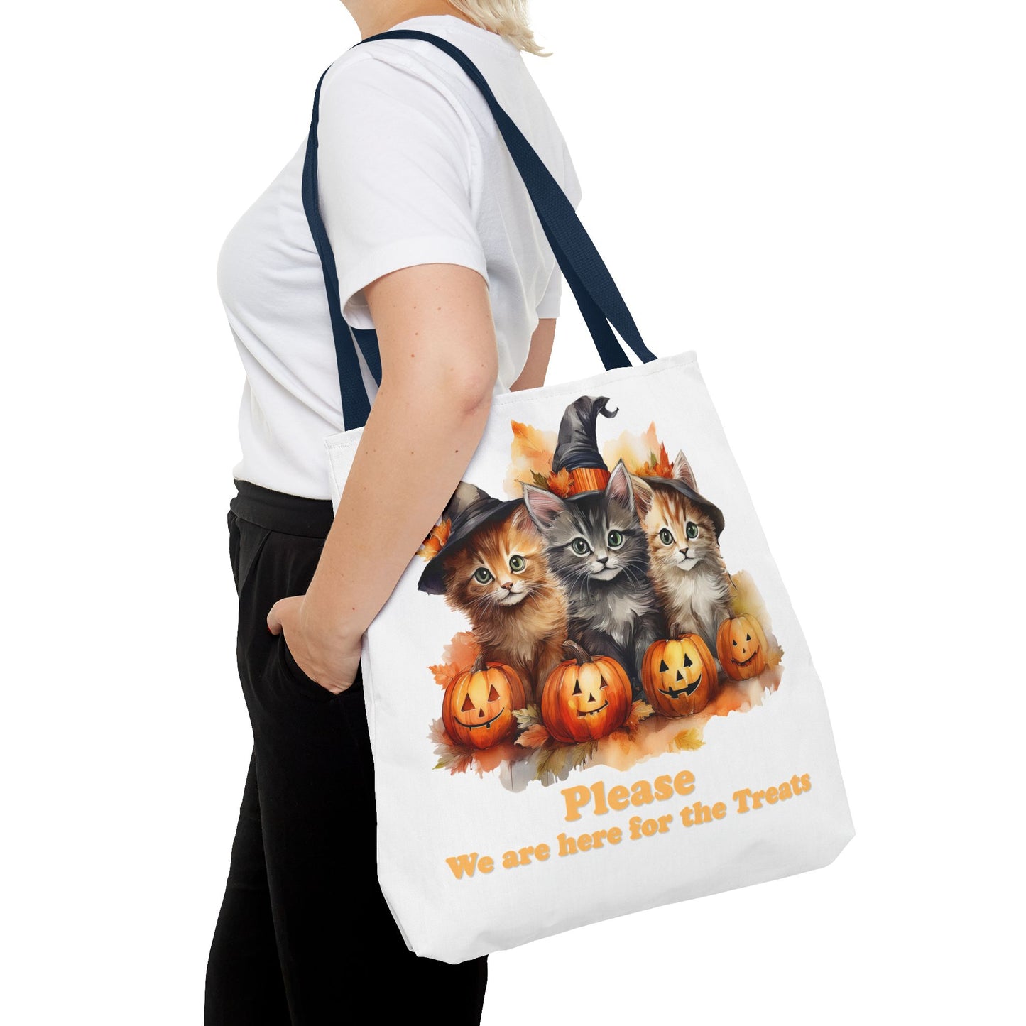 Halloween Cat Tote Bag - "Please We Are Here for the Treats"