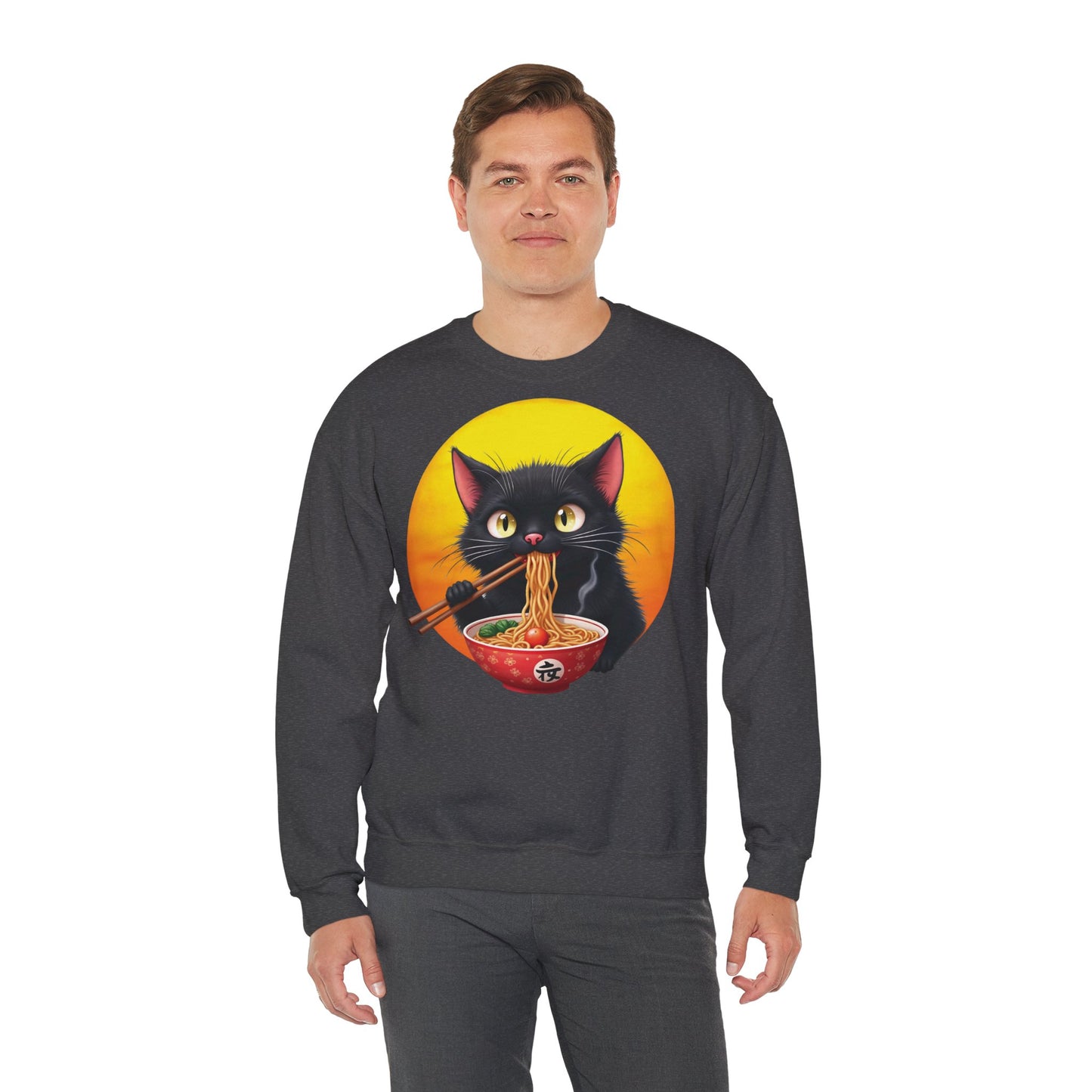 Ramen Cat Magic – Whiskers, Noodles & Sunshine Vibes - Cat Lover's Ramen Sweatshirt, Cozy Cat Crewneck, Cat-Themed Gift, Funny Sweatshirt, Unisex Pullover, Pet Lovers Apparel