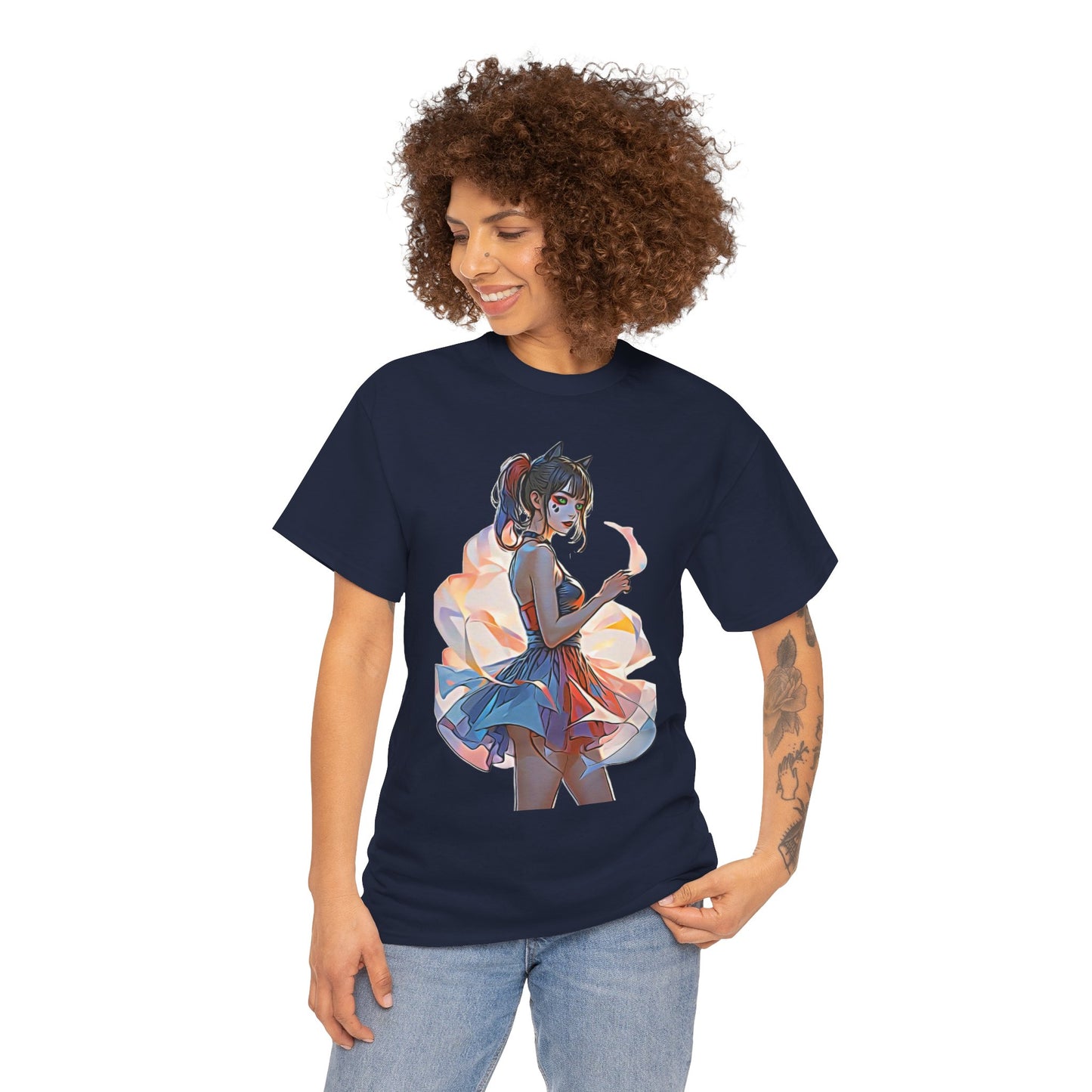 ✨Moonlit Grace: Anime Catgirl Aura for Casual Wear, Posters, Mugs and much more. - Artistic Cat Lady Tee, Cool Graphic Shirt for Animal Lovers, Ideal Gift for Birthdays & Cat Lovers, Casual Wear, Unisex Cotton Tee