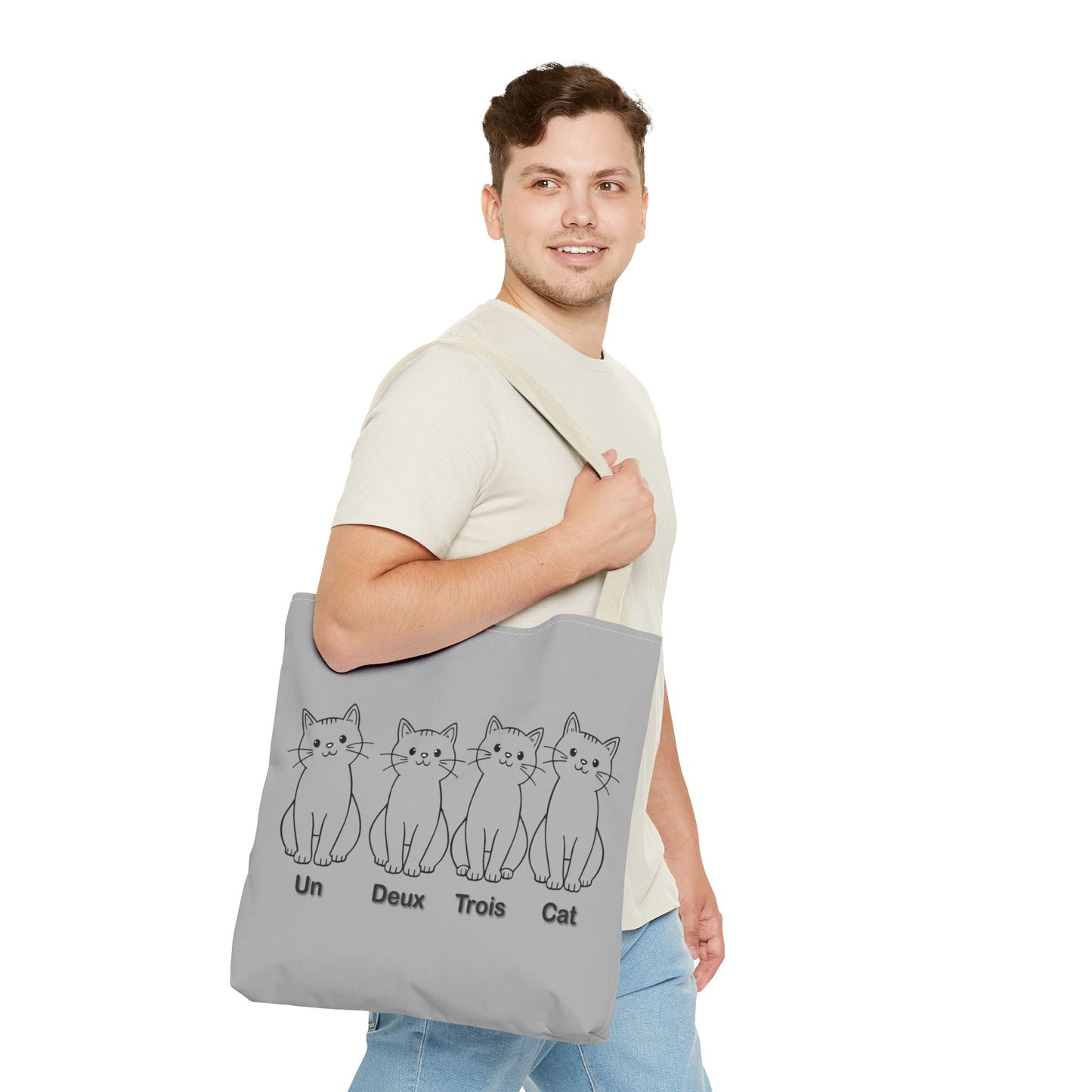 Funny Cat Tote Bag - Un Deux Trois Cat Design - Cute Cat Lover Gift