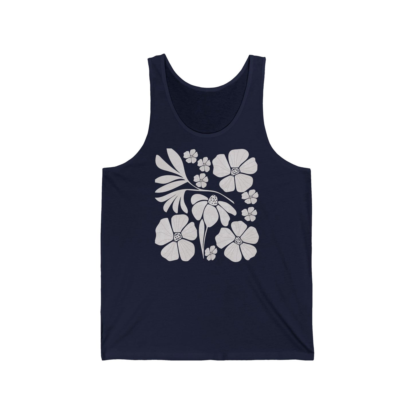 Floral Boho, Retro style Unisex Jersey Tank - Comfortable Summer Wear for Nature Lovers
