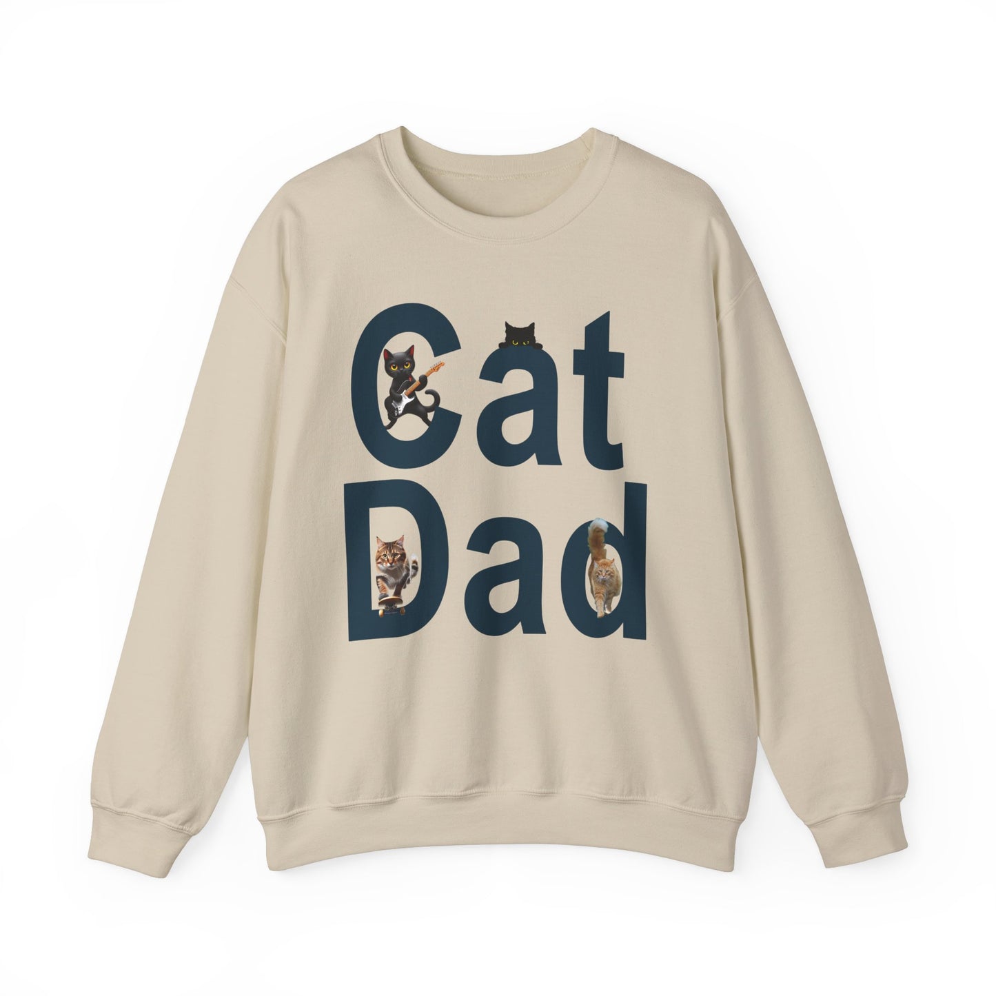 Cat Lovers Sweatshirt - Cat Dad Life: Purrfection in Progress ๐พ- Unisex Heavy Blend Crewneck