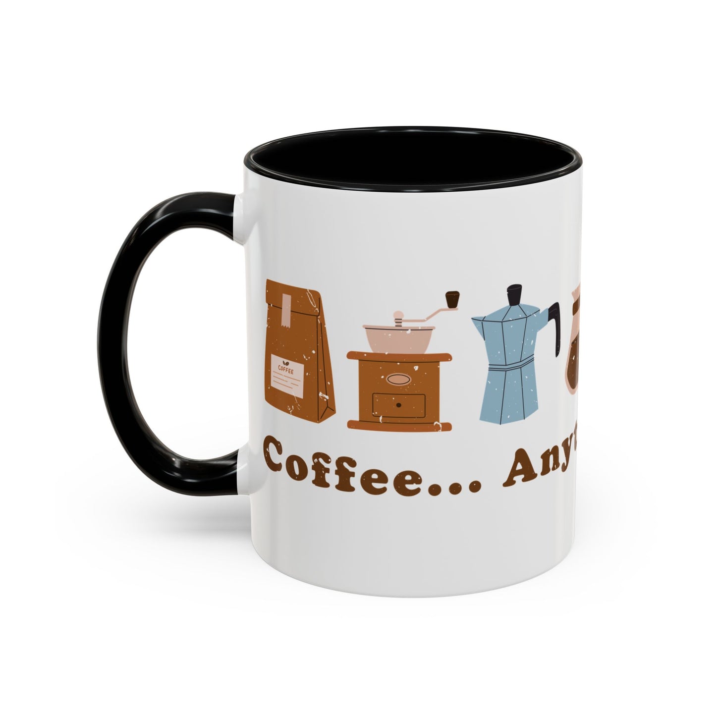 Mug - Coffee Anytime, Anywhere - Retro, vintage Accent Coffee Mug (11oz)