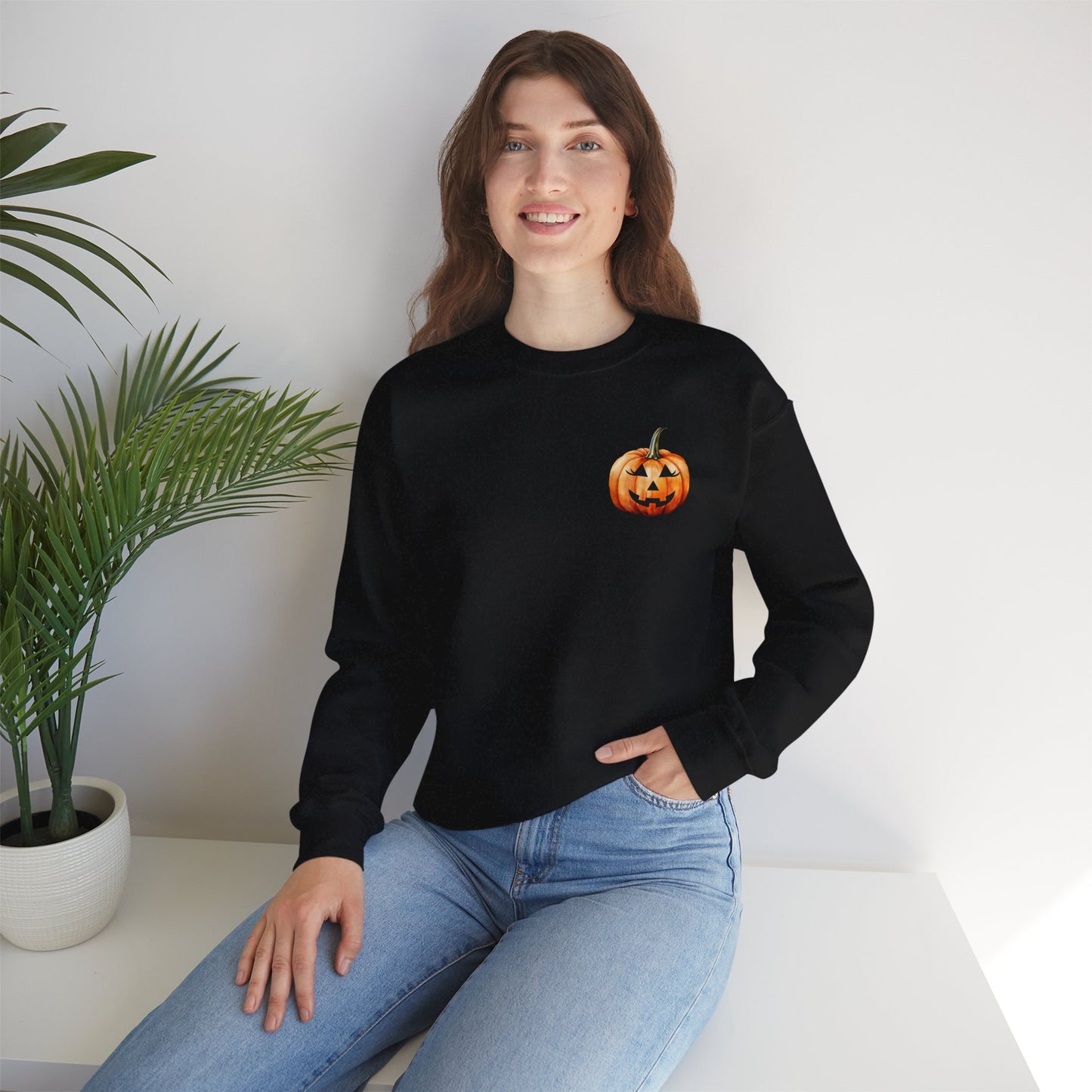 ๐ Embrace Autumn Magic - Pumpkin Bliss Collection for Cozy Season Vibes โจ2 - Halloween Pumpkin Crewneck Sweatshirt | Cozy Fall Fashion, Unisex Sweater, Casual Wear, Gift for Halloween Lovers, Autumn Style