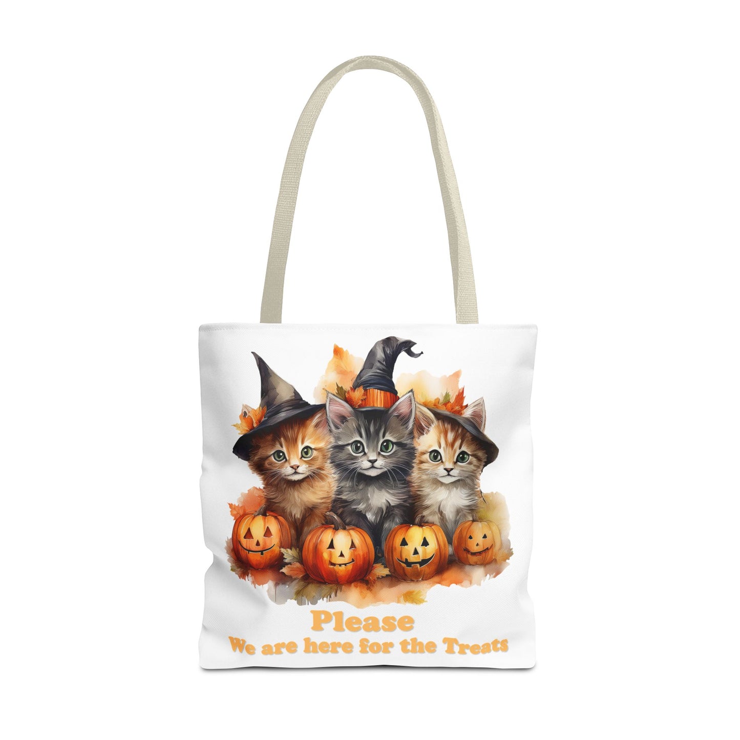 Halloween Cat Tote Bag - "Please We Are Here for the Treats"